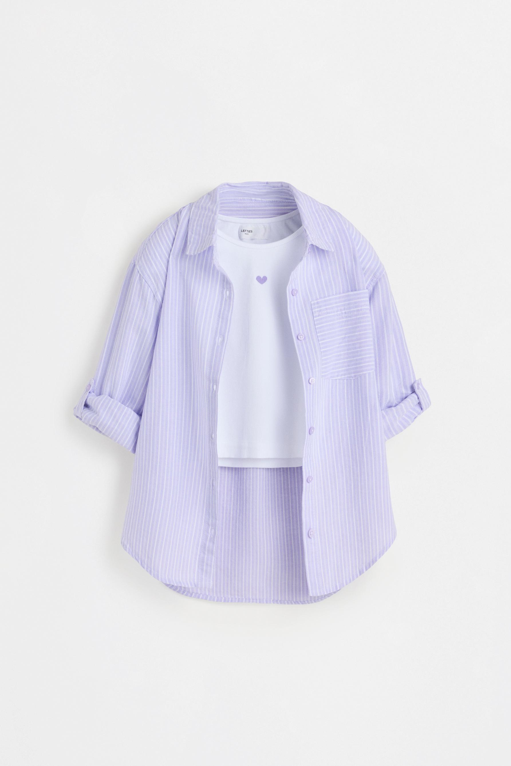Striped shirt and ribbed T-shirt pack — LILAC