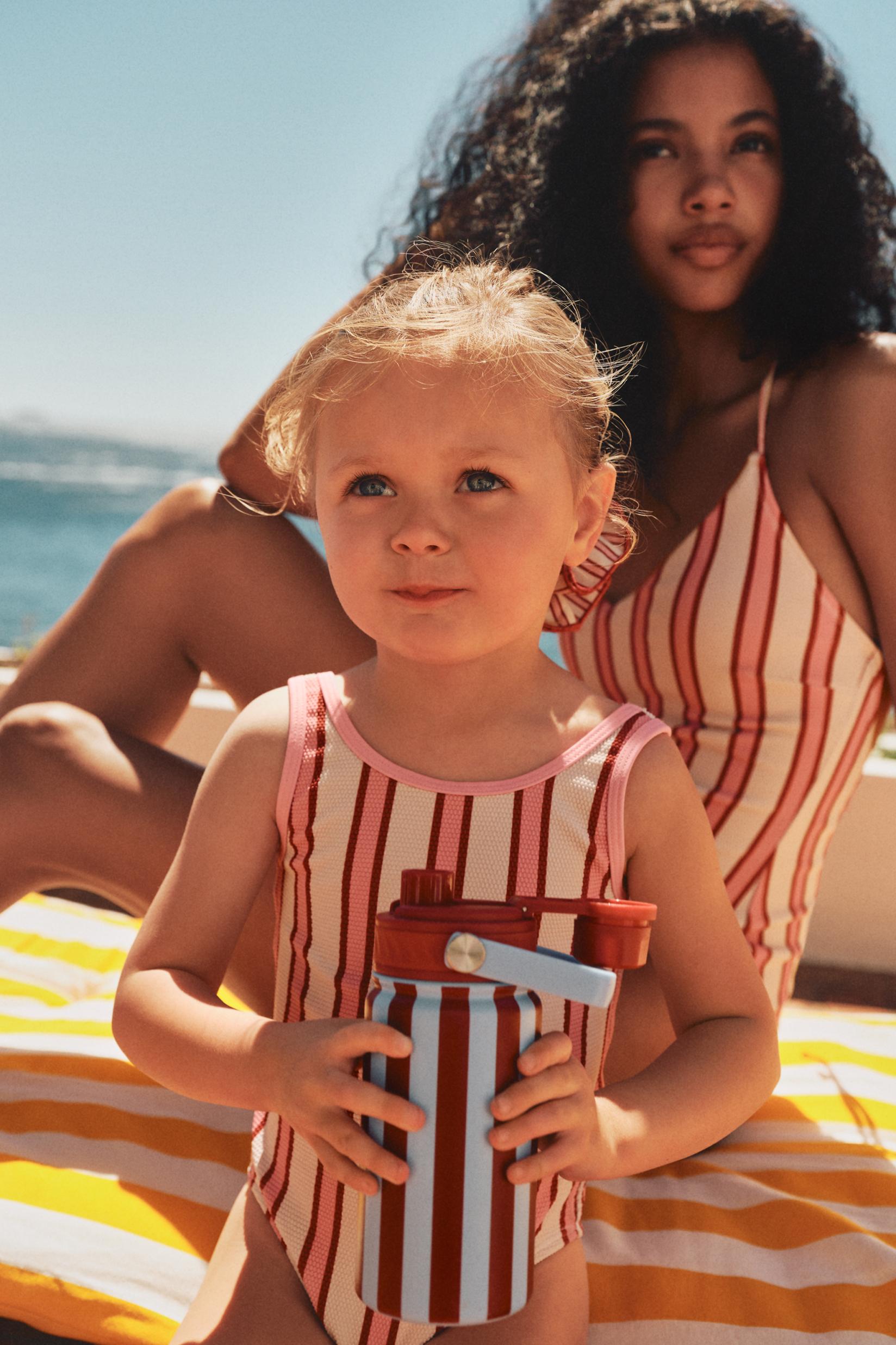 Women's | Pink Stripe Swimsuit — PINKISH WHITE