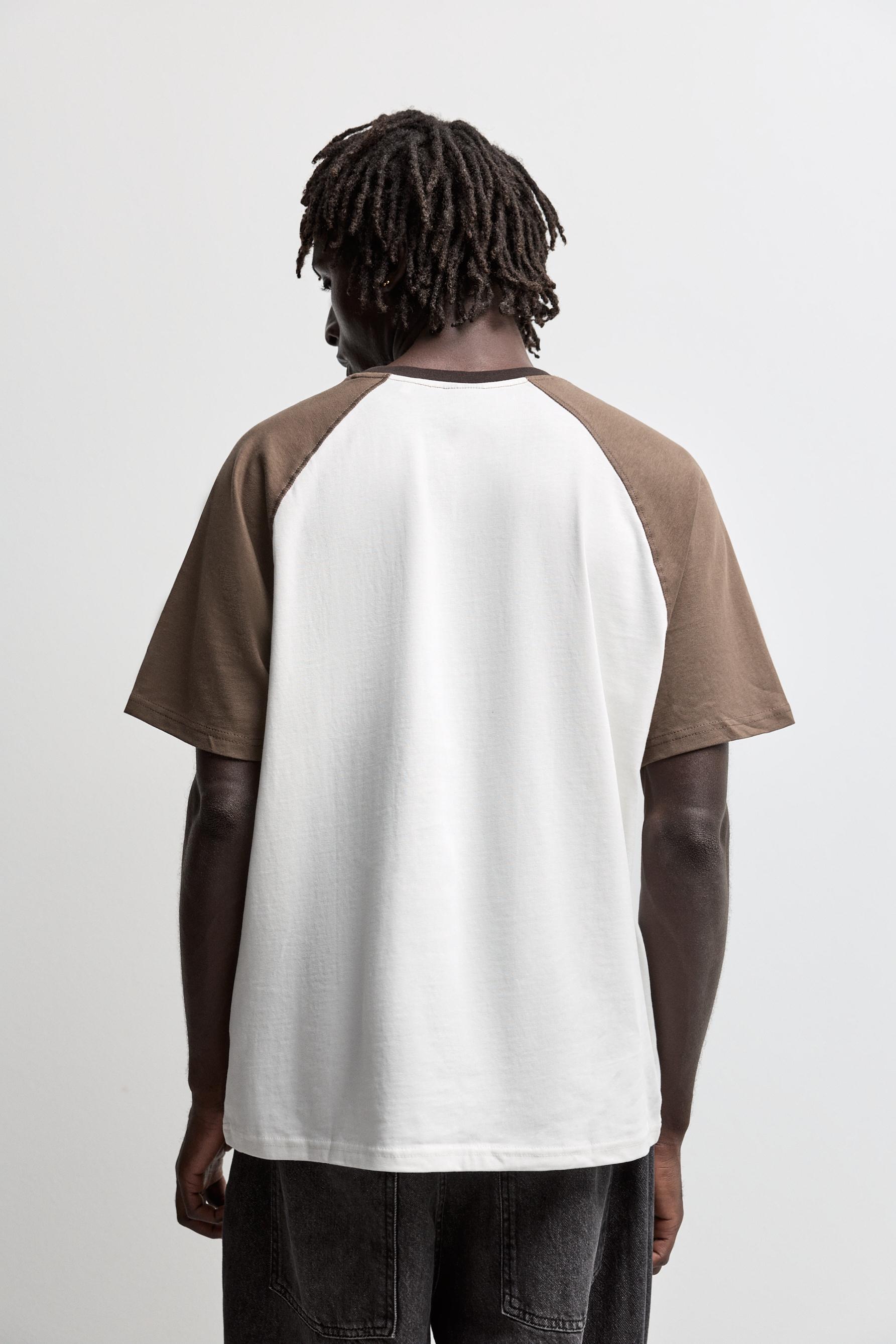 Contrast raglan T-shirt — BROWN MARL