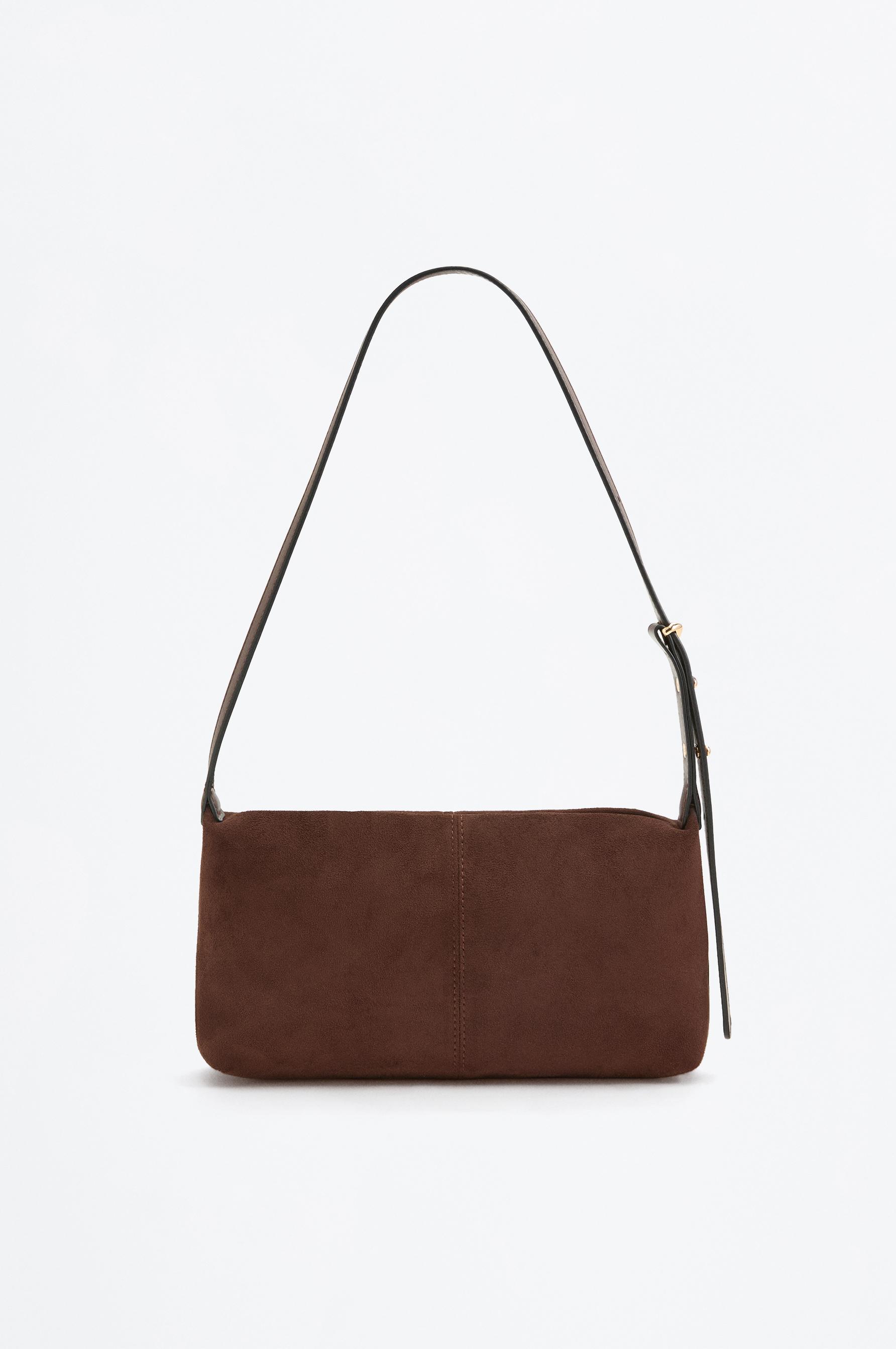 Multi-Position Suede Effect Bag — BROWN
