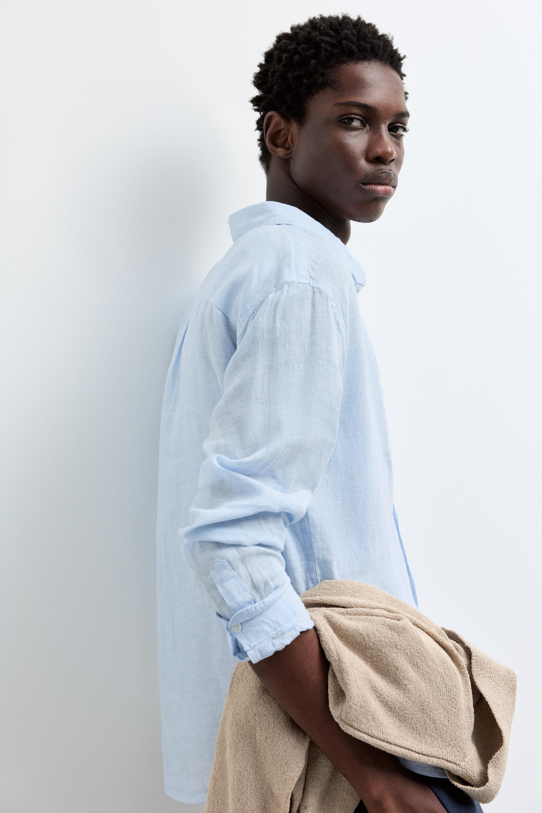 100% linen shirt — SKY BLUE