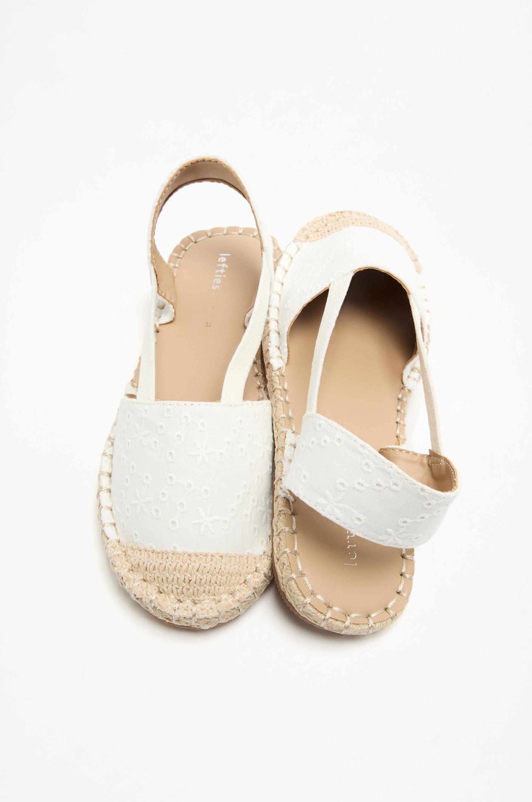 Lefties Beyaz Lefties Arkasi Elastik açık işlemeli espadril