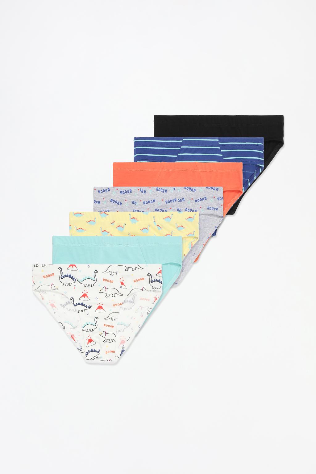 7-pack of dinosaur print briefs