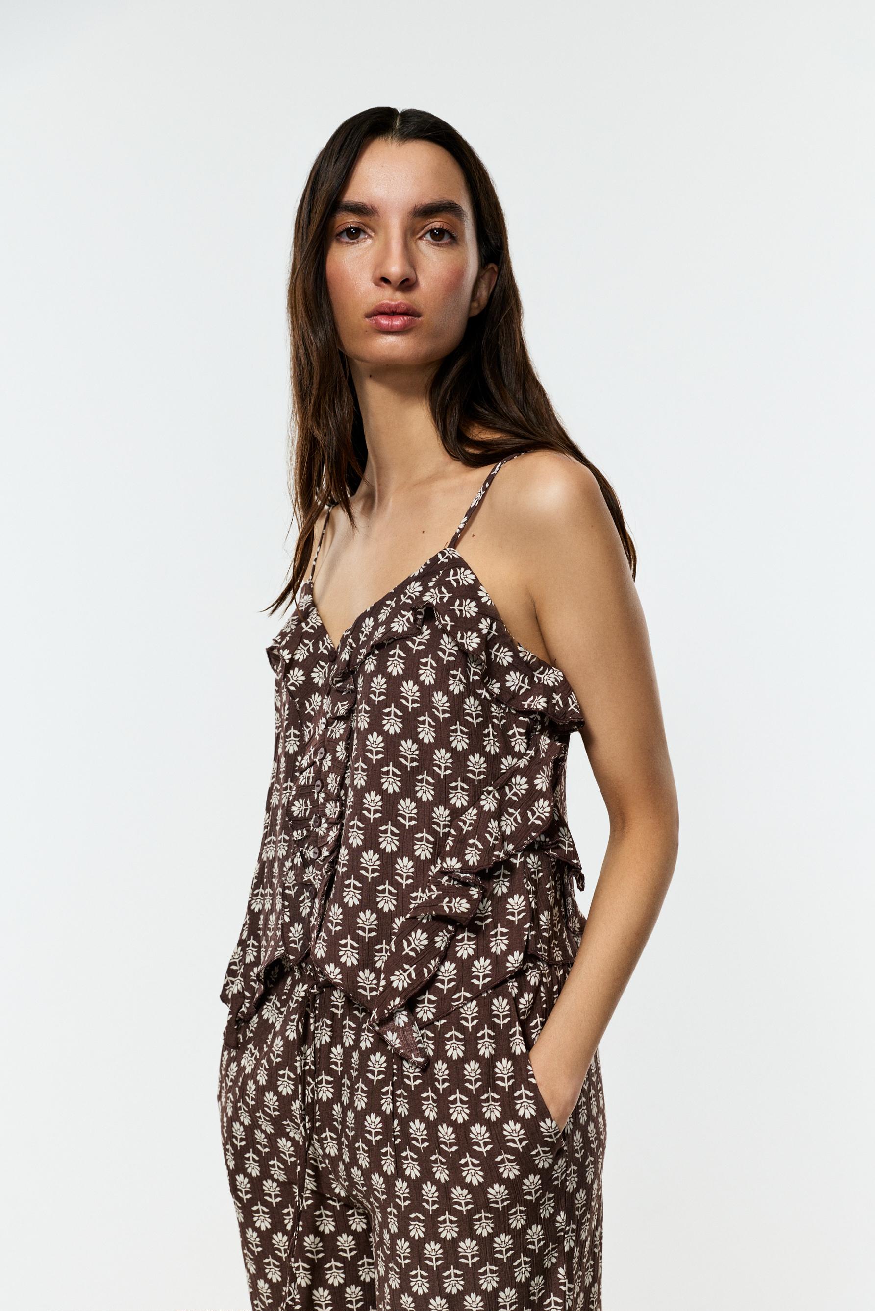 Textured camisole top — BROWN TONES