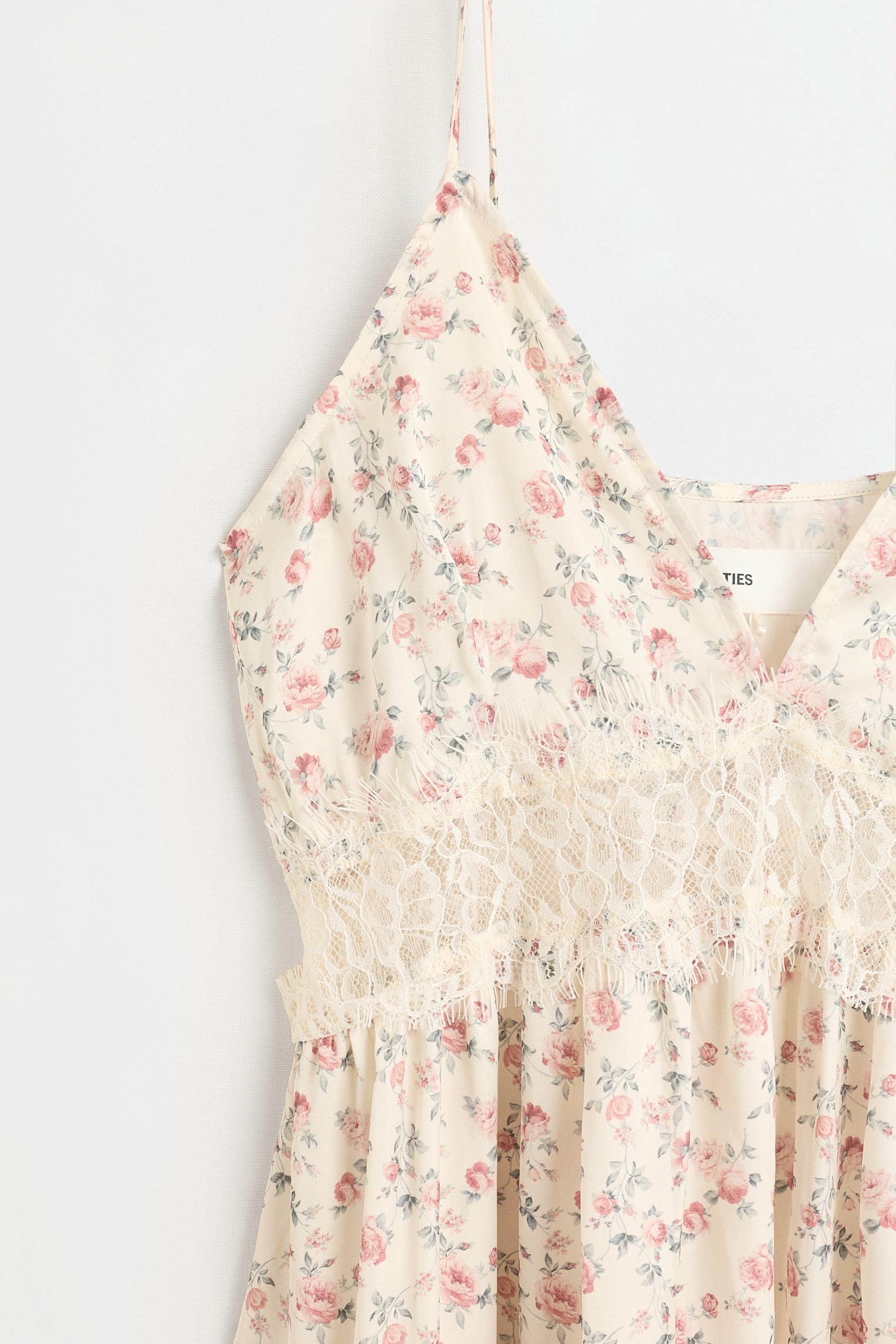 Printed lace midi dress — PINK/WHITE