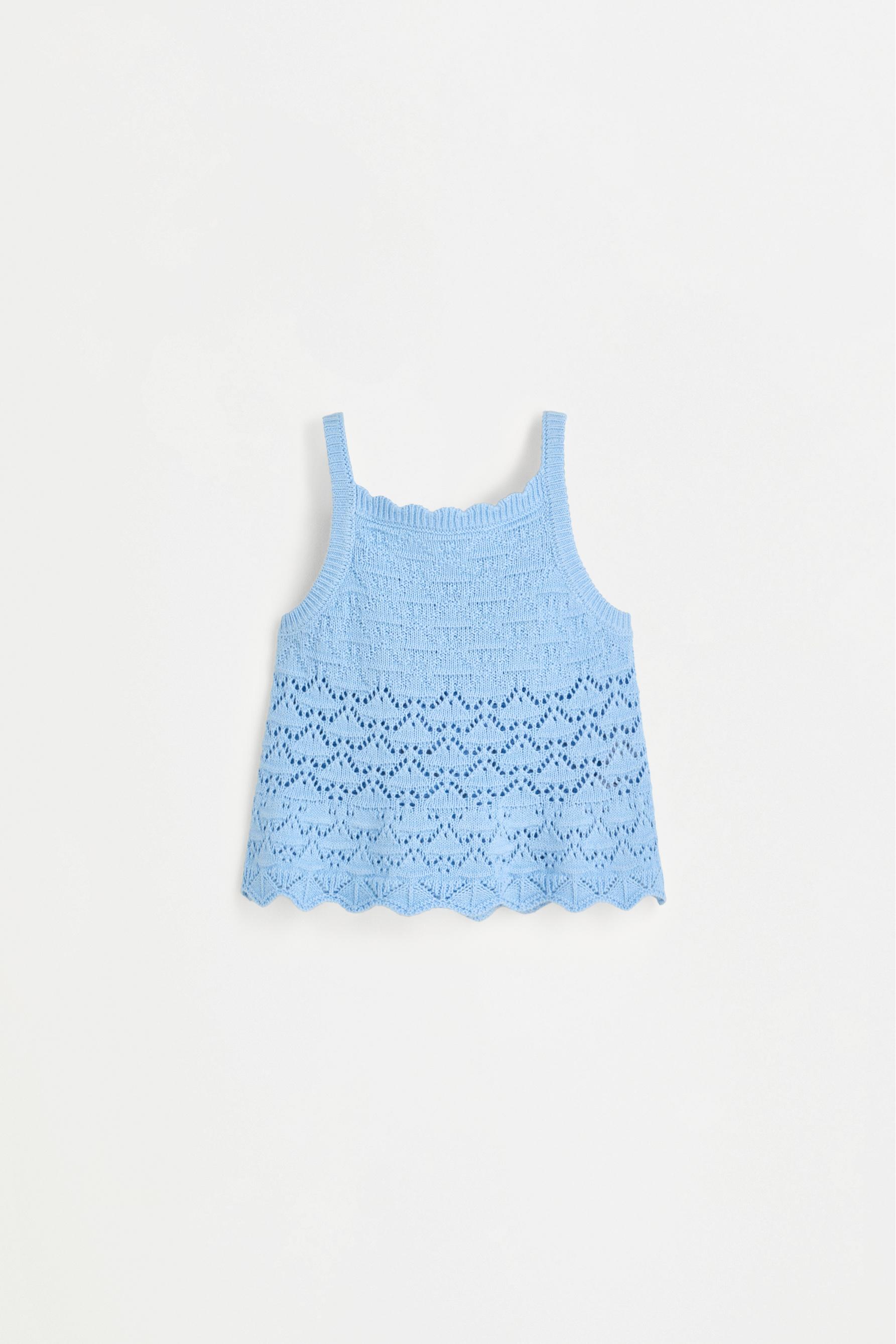 Crochet knit top — SKY BLUE