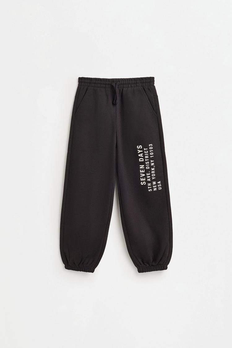 Balloon trousers with text — BLACK