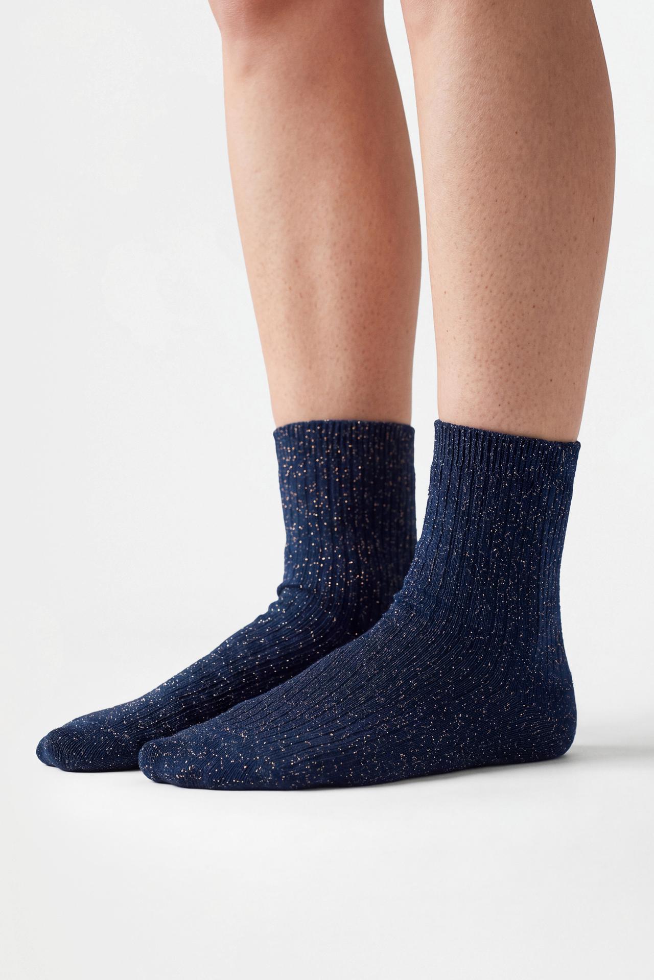 Shimmer ankle socks (7-pack) — BLUE TONES