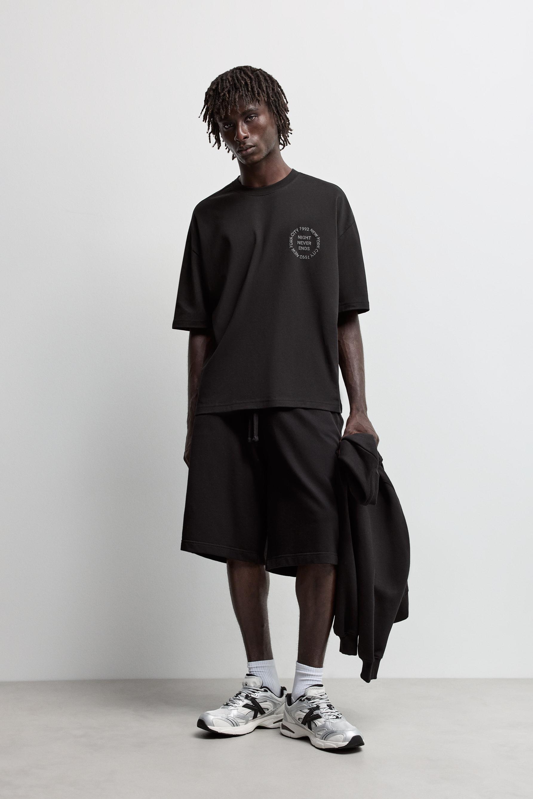 Oversize printed T-shirt — BLACK