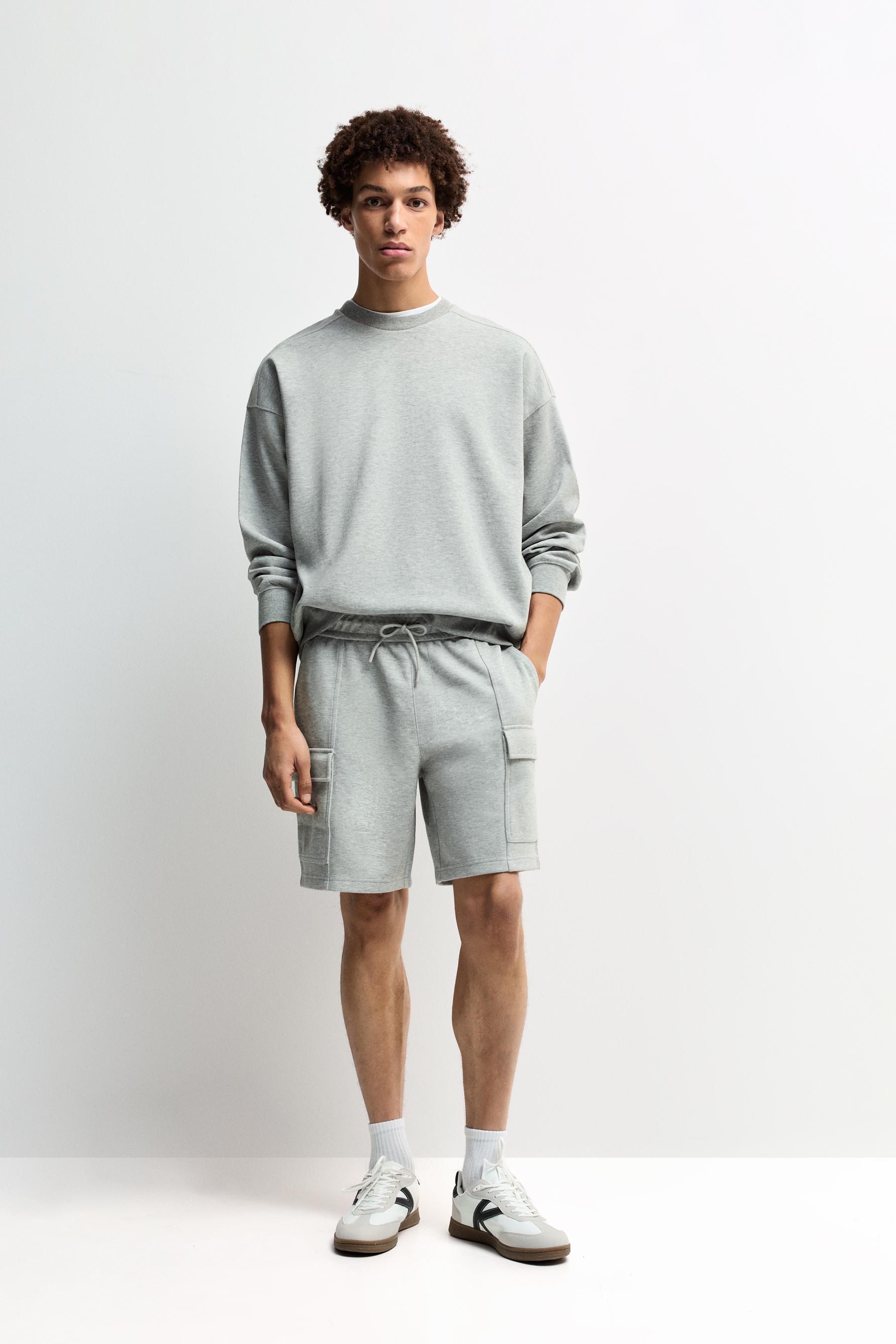 Interlock cargo Bermuda shorts — GREY MARL