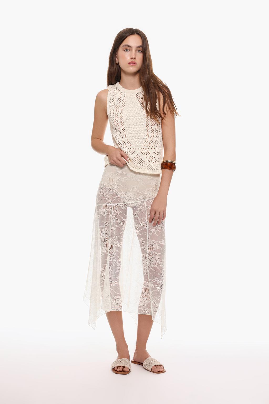 Asymmetric lace skirt