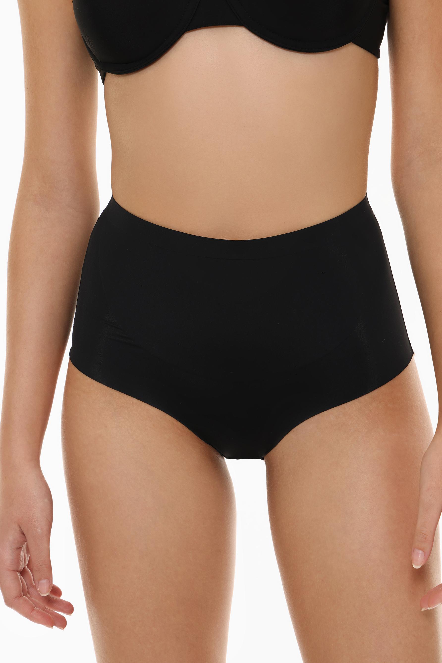 Microfibre shapewear high-waist briefs — BLACK
