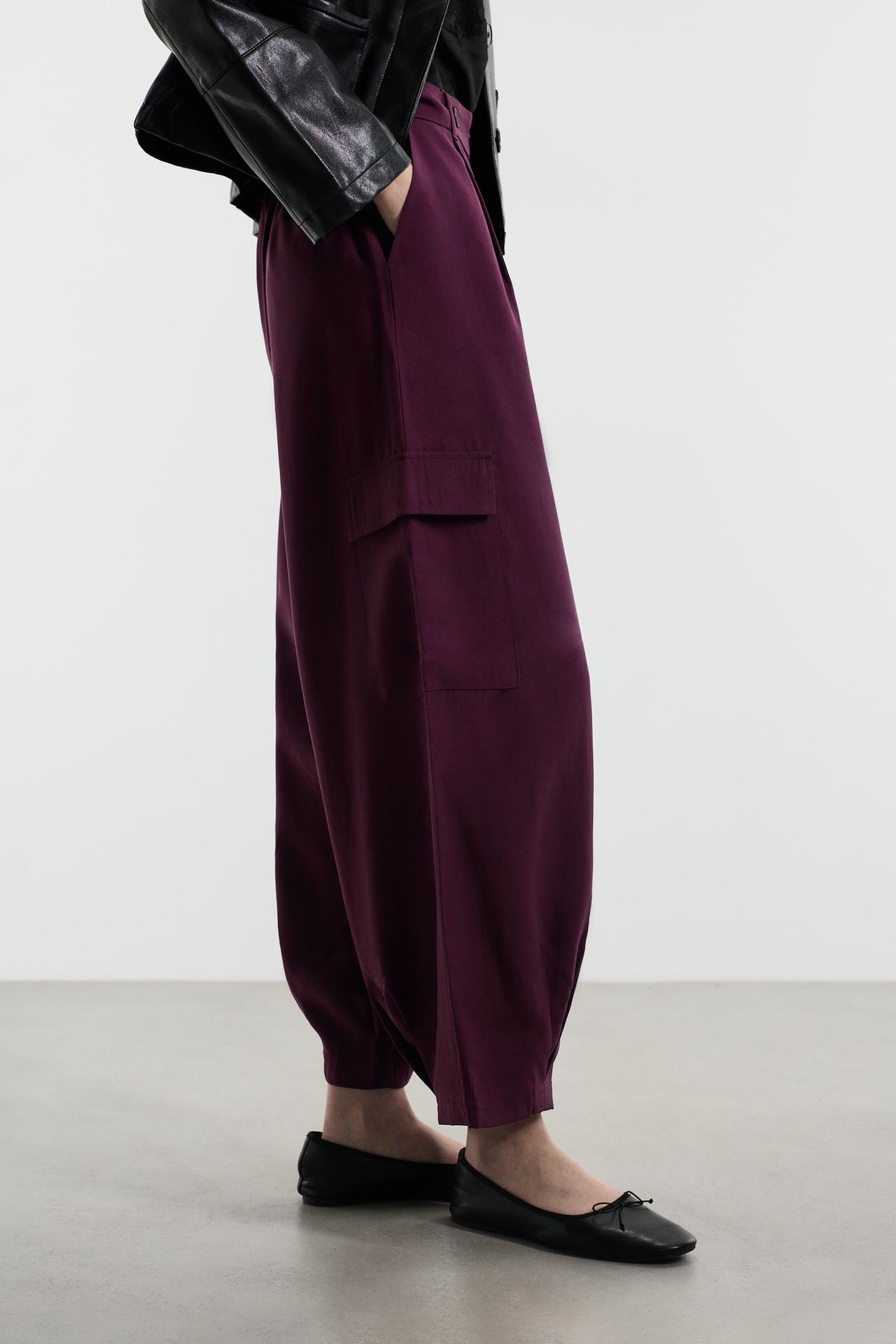 Flowing cargo trousers — PLUM