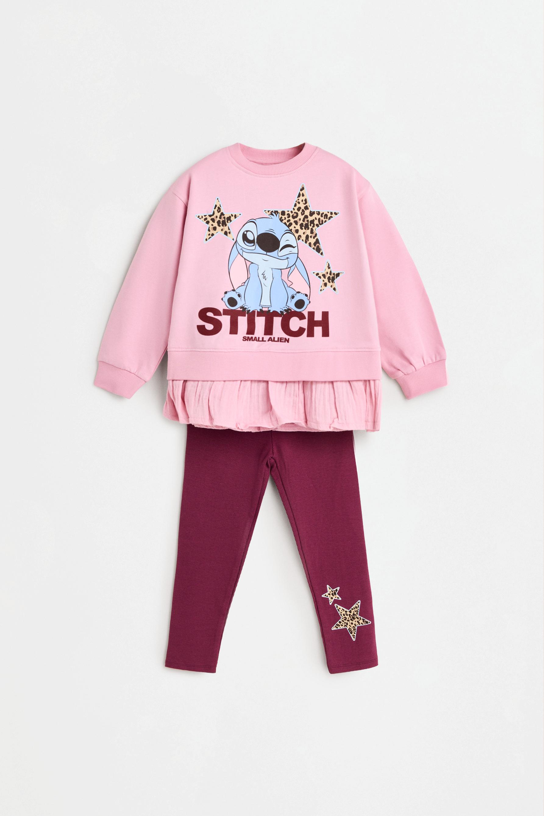 Stitch ©Disney ruffle sweatshirt and leggings co-ord — MEDIUM PINK