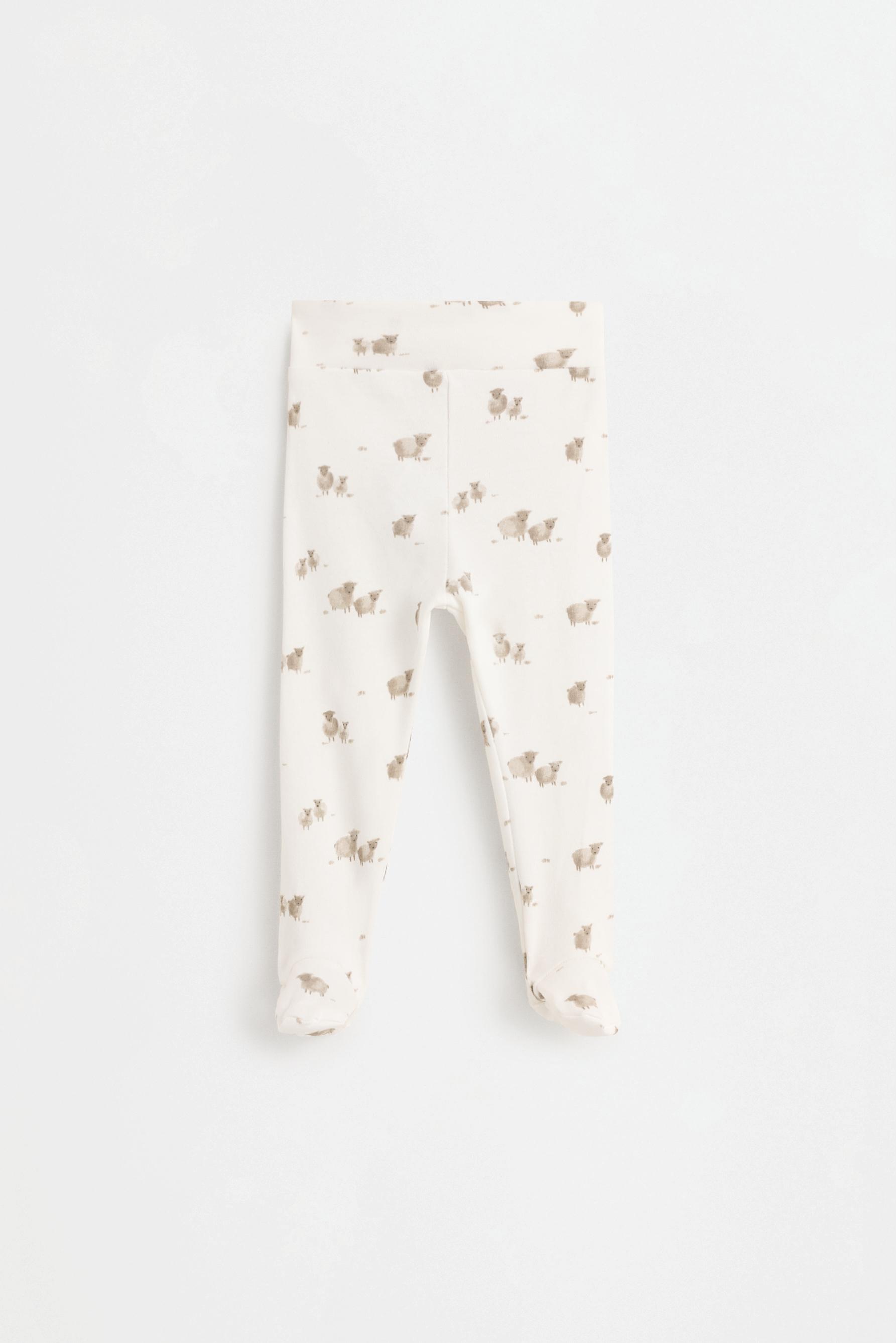 Printed bodysuit, footed leggings and hat set — TAUPE BROWN