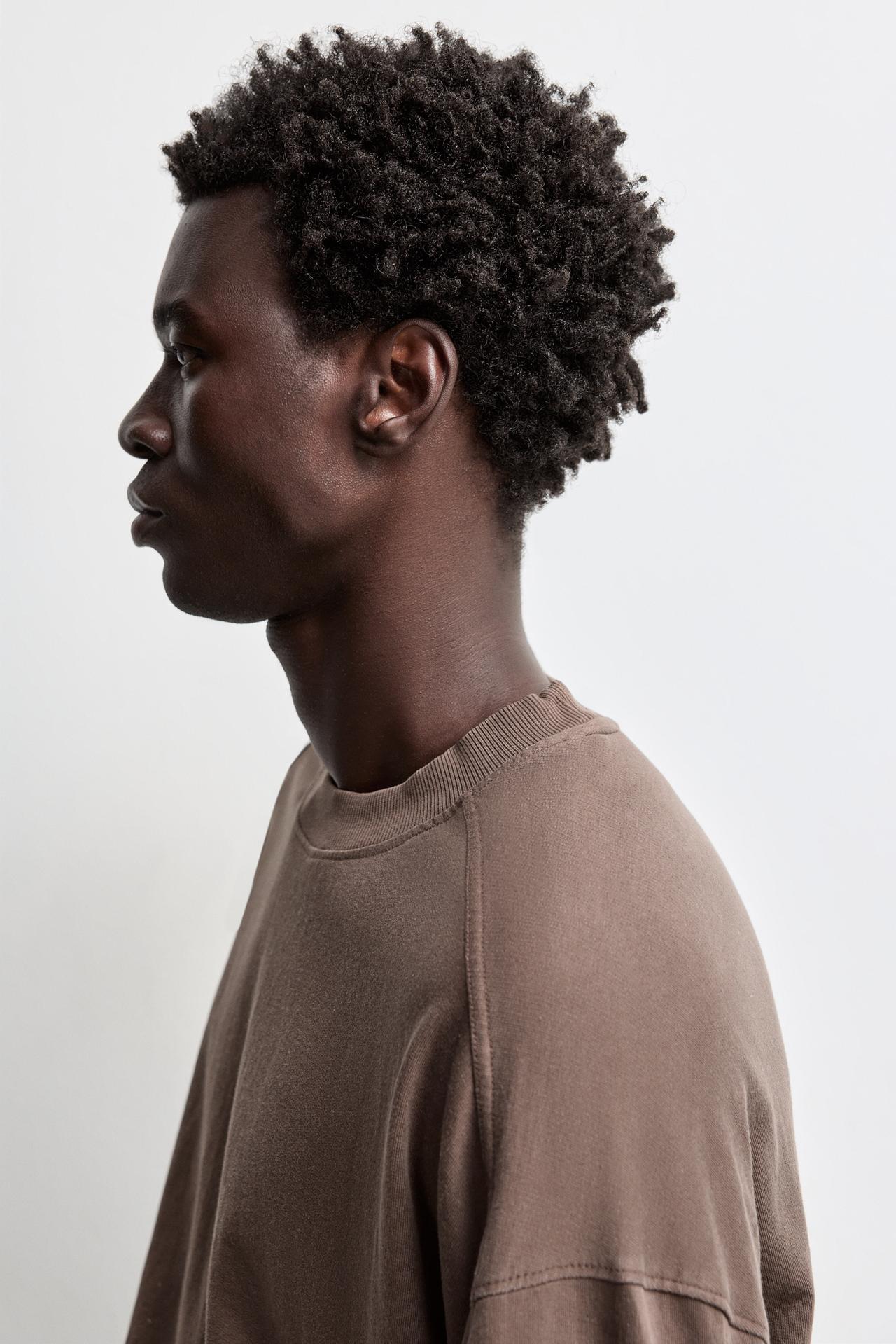 Washed-effect sweatshirt — DARK BROWN