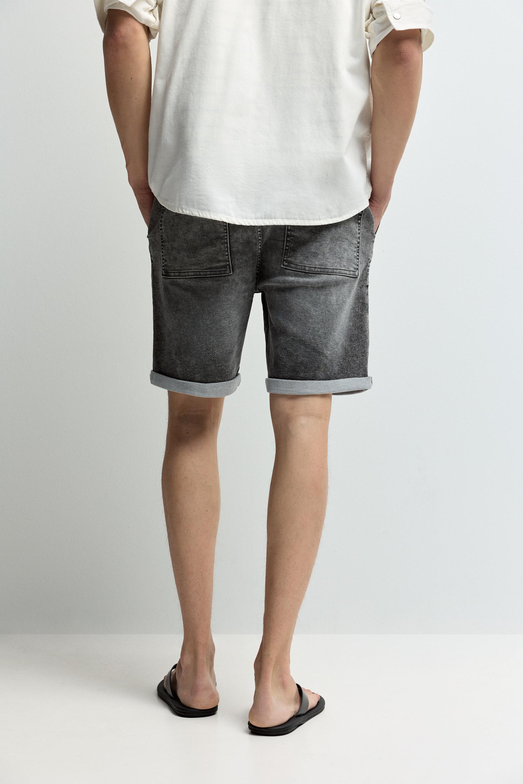 Denim jogger Bermuda shorts — CHARCOAL