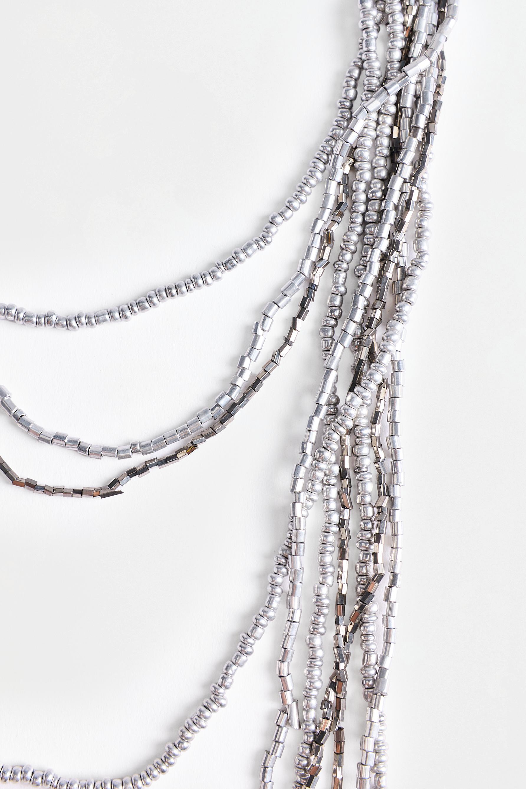 Layered mini bead necklace — SILVER