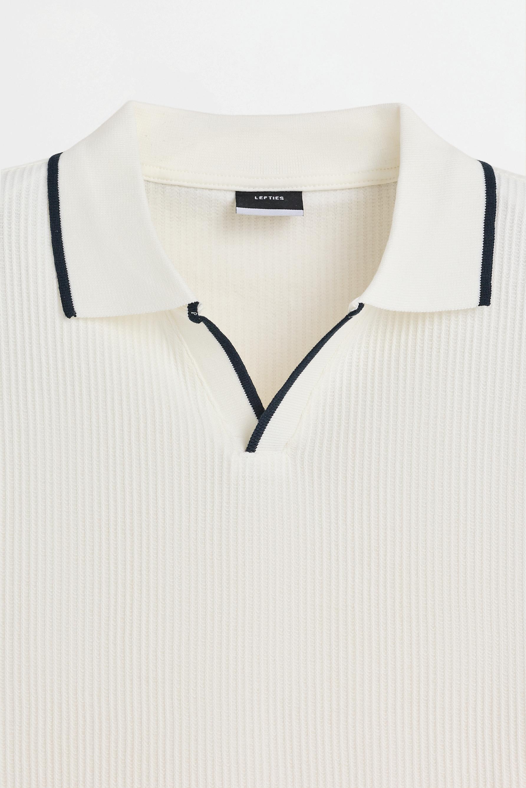 Contrast rib polo shirt — OFF WHITE