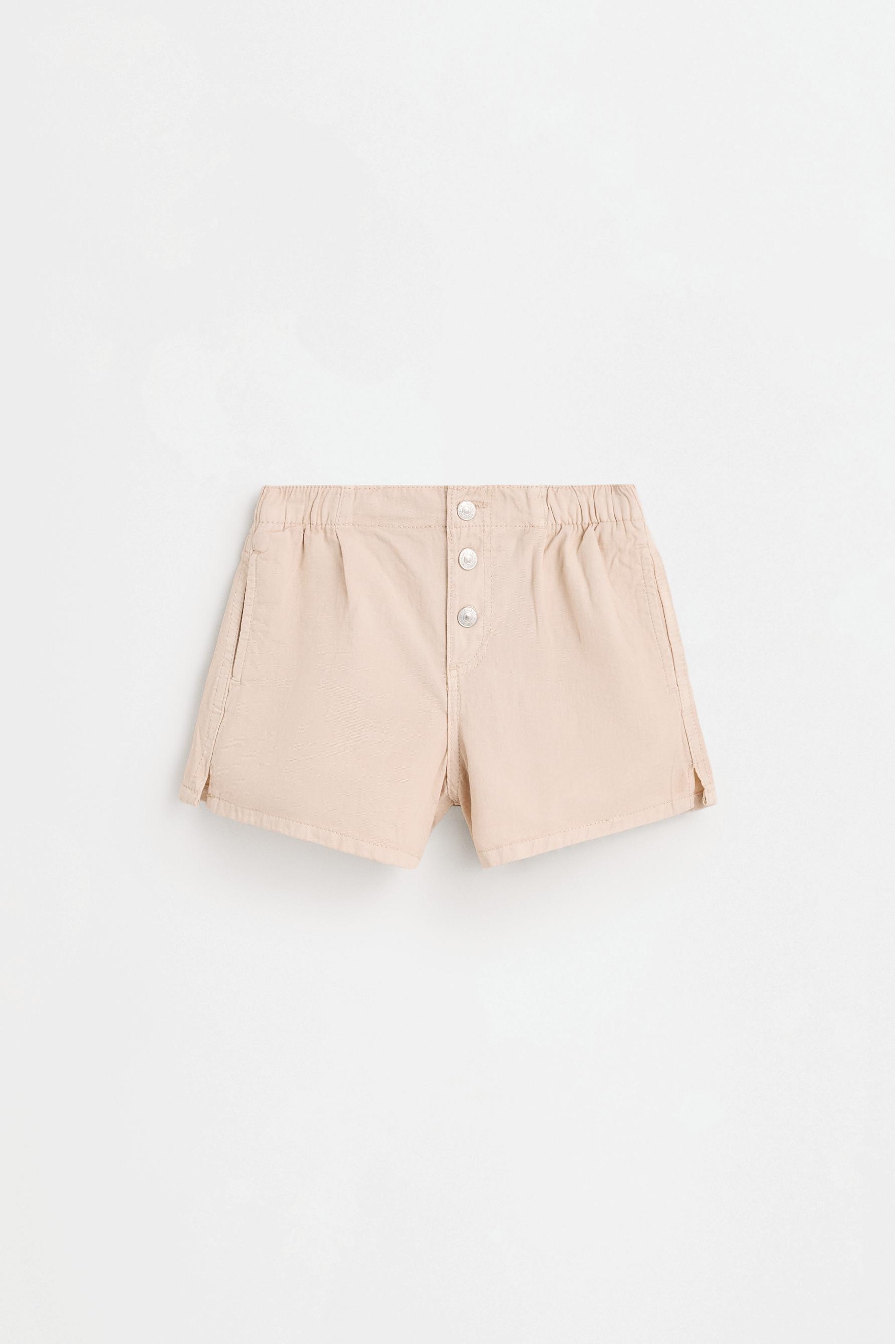 Buttoned twill shorts — BEIGE
