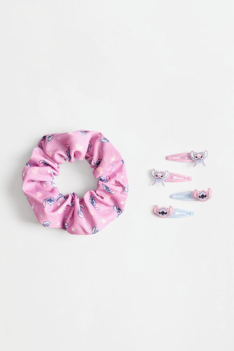 Stitch & Angel ©Disney scrunchie and clips (5-piece set) — BLUE