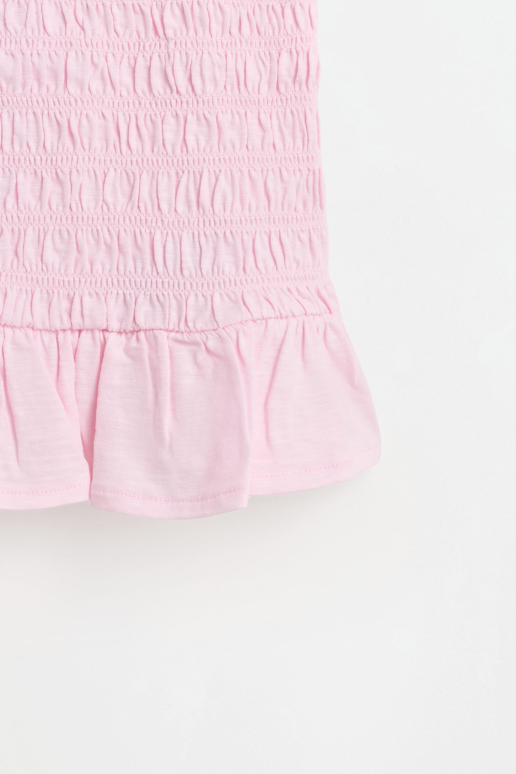 Smocked T-shirt — PASTEL PINK