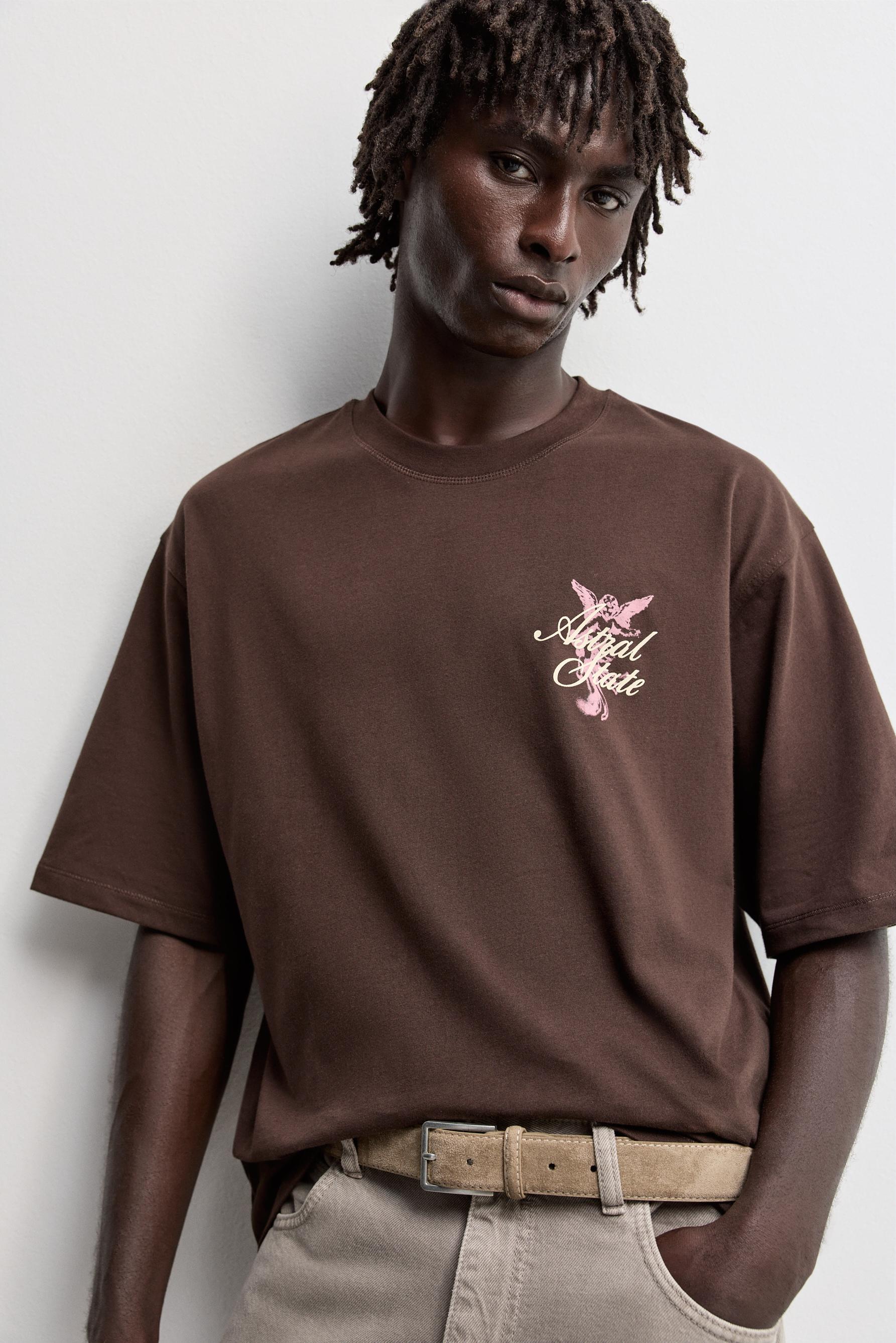 Oversize printed T-shirt — BROWN
