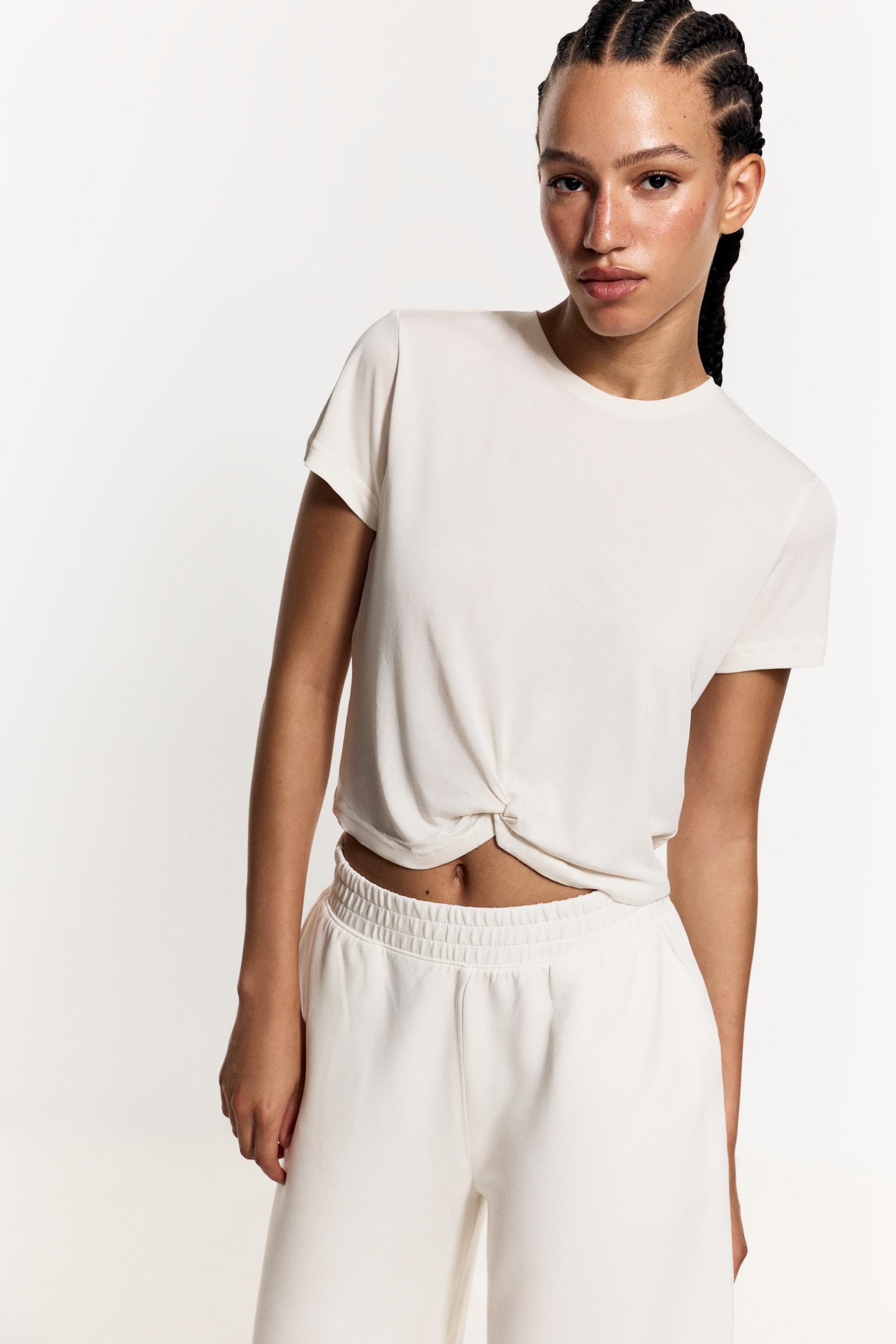 Flowing gathered T-shirt — OFF WHITE