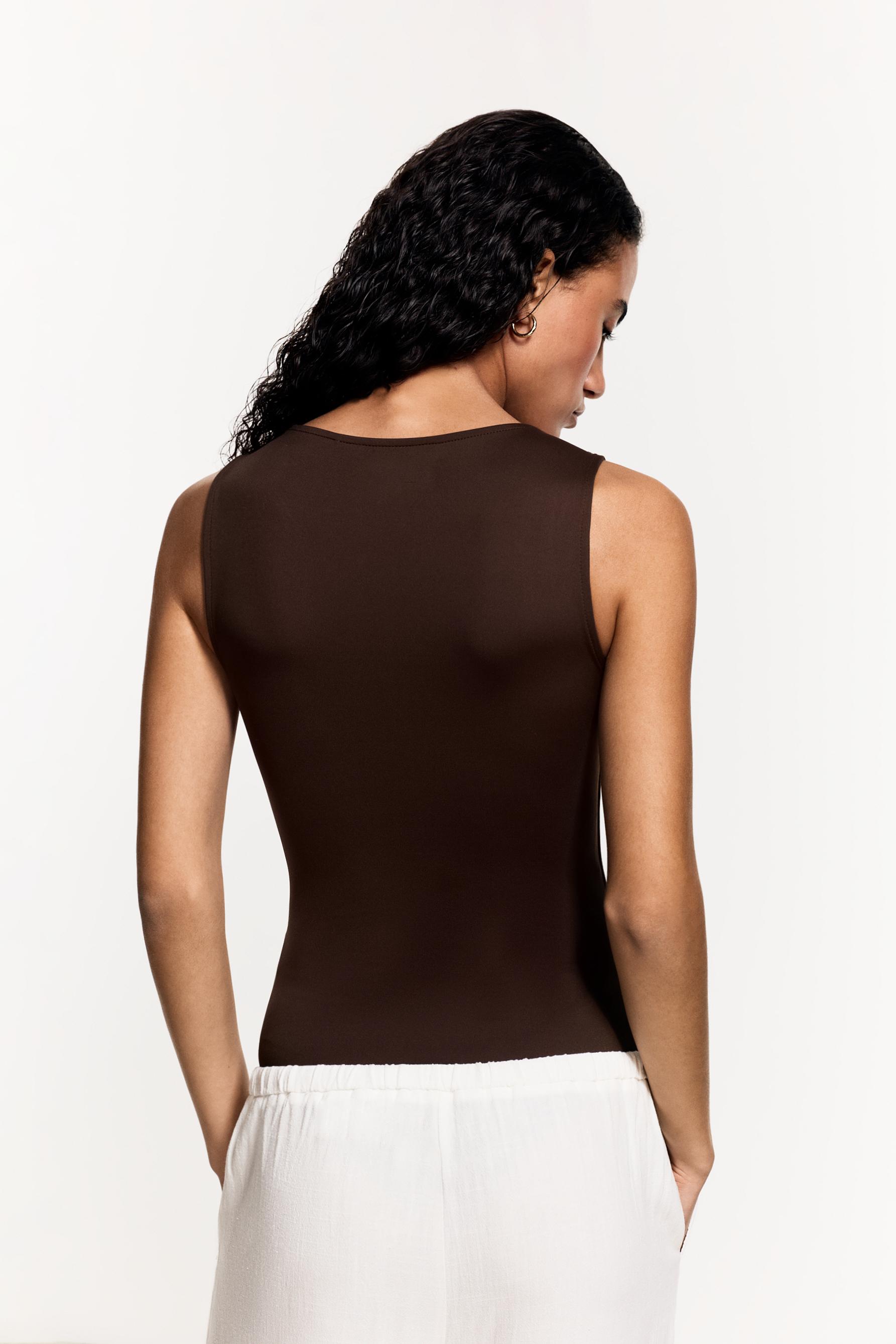 Polyamide strap bodysuit — BROWN