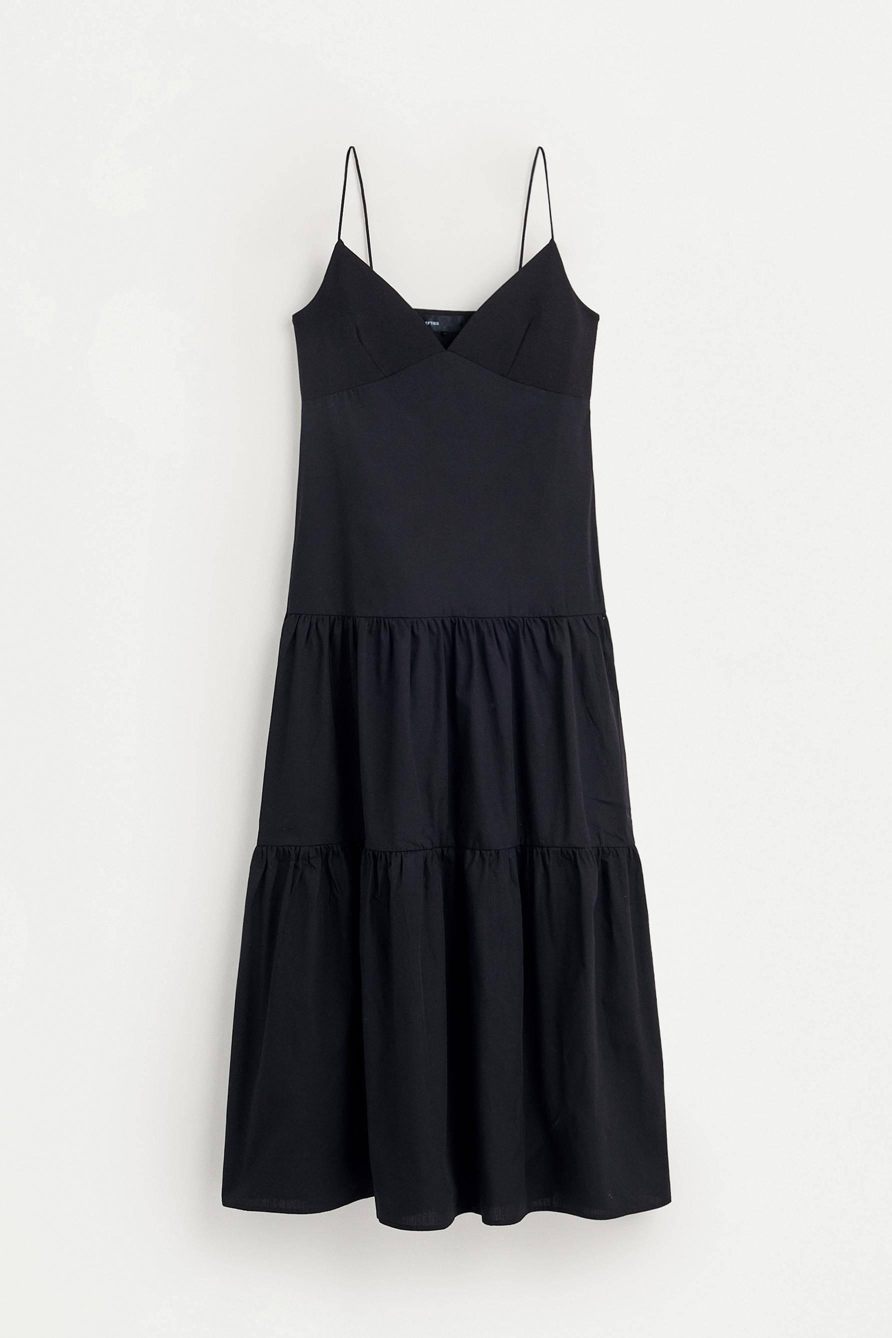 Midi dress with straps — BLACK
