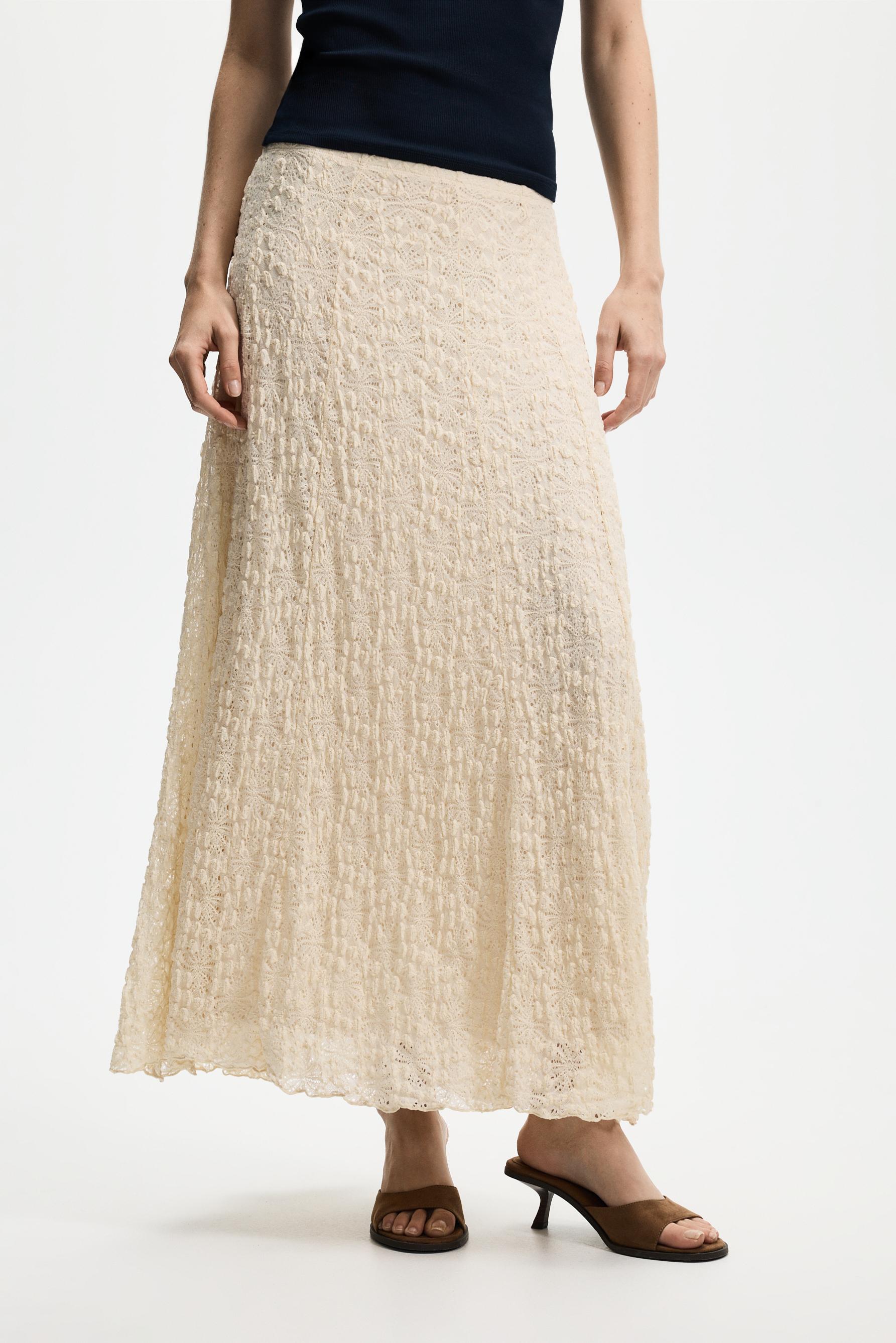 Lace midi skirt — ECRU