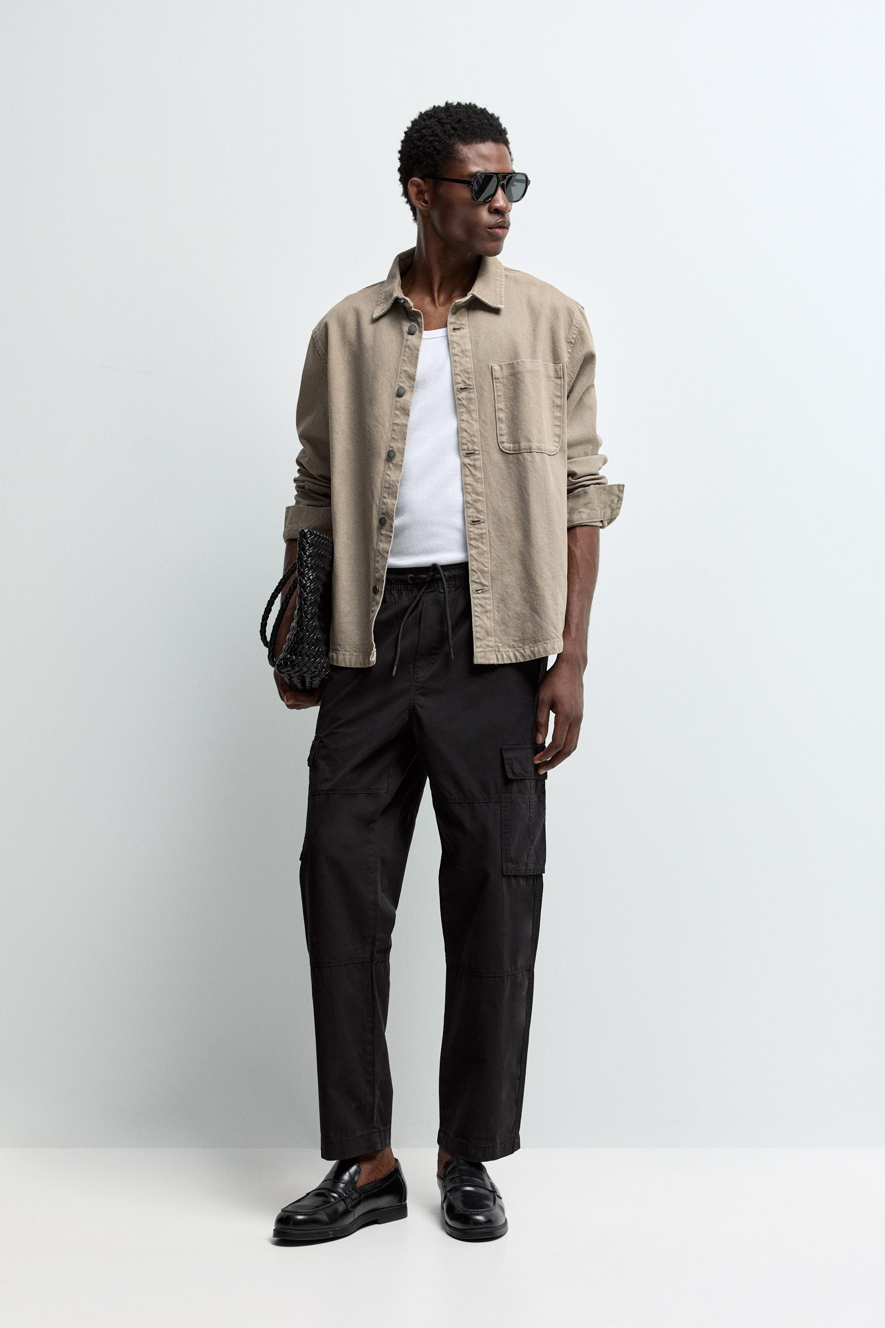 Relaxed fit cargo joggers — BLACK