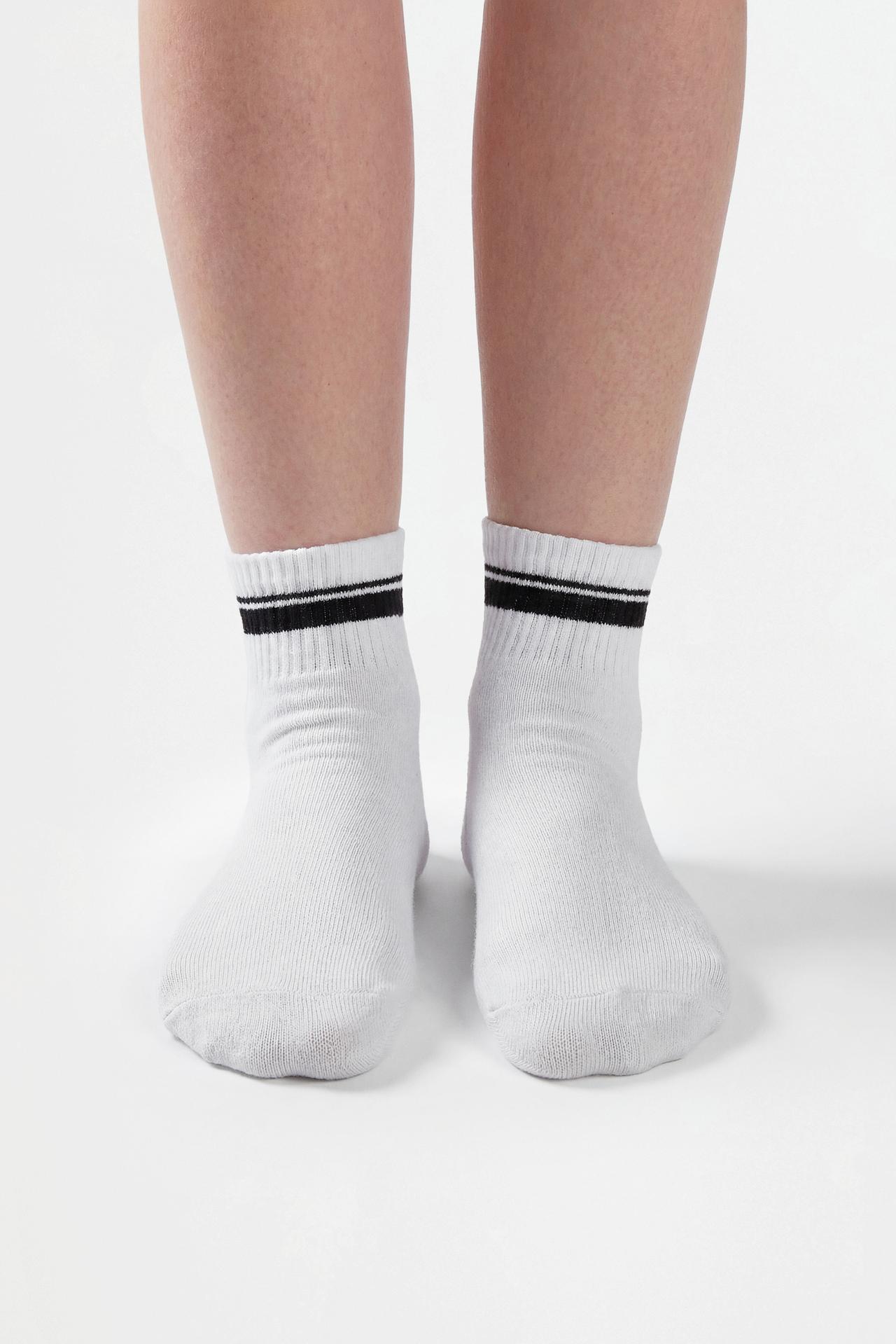 Striped ankle socks (5-pack) — WHITE/GREY