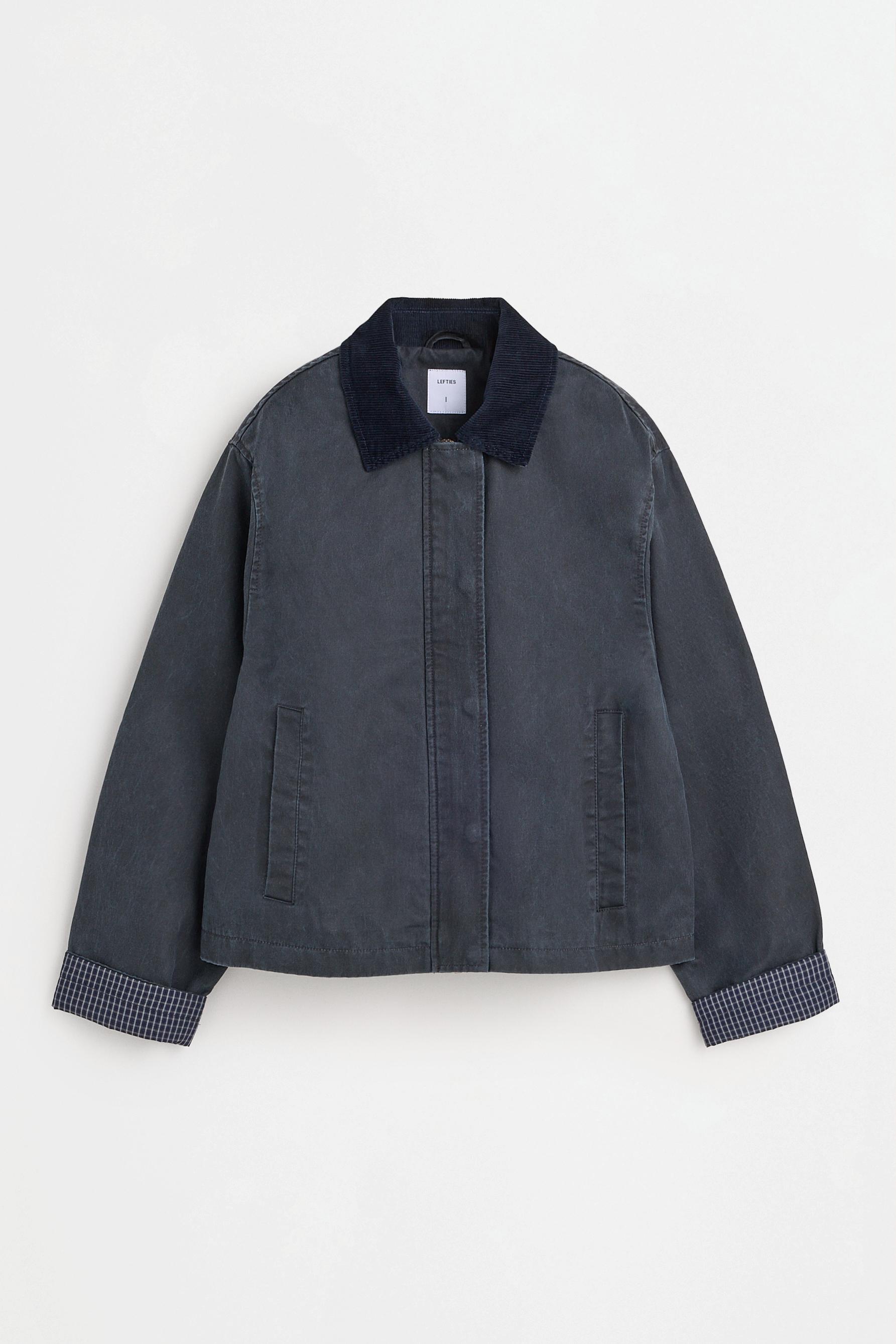 Cropped waxed jacket — DARK BLUE