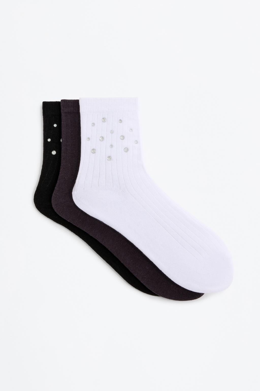 Pack 3 calcetines cortos strass
