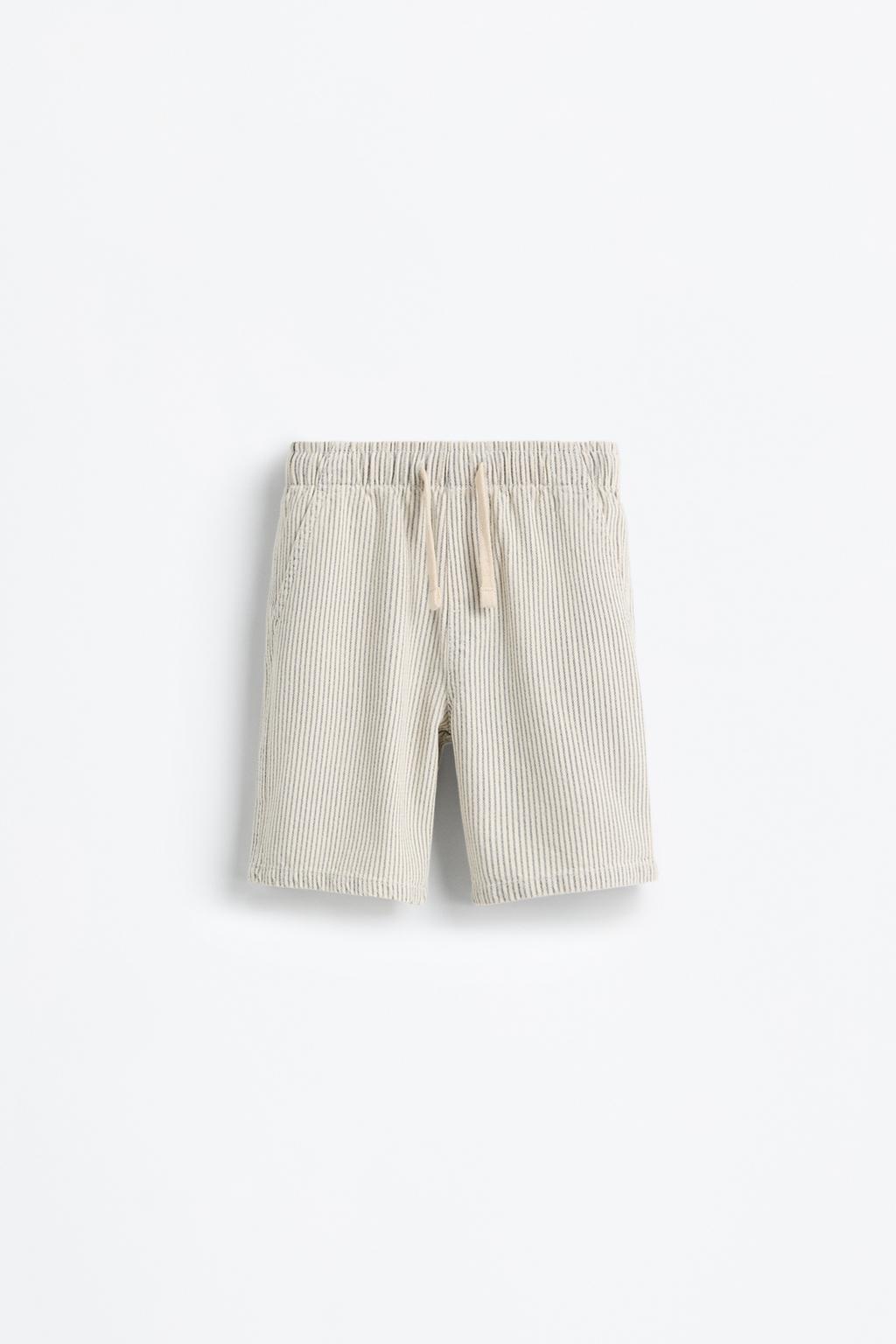 Striped denim Bermuda shorts