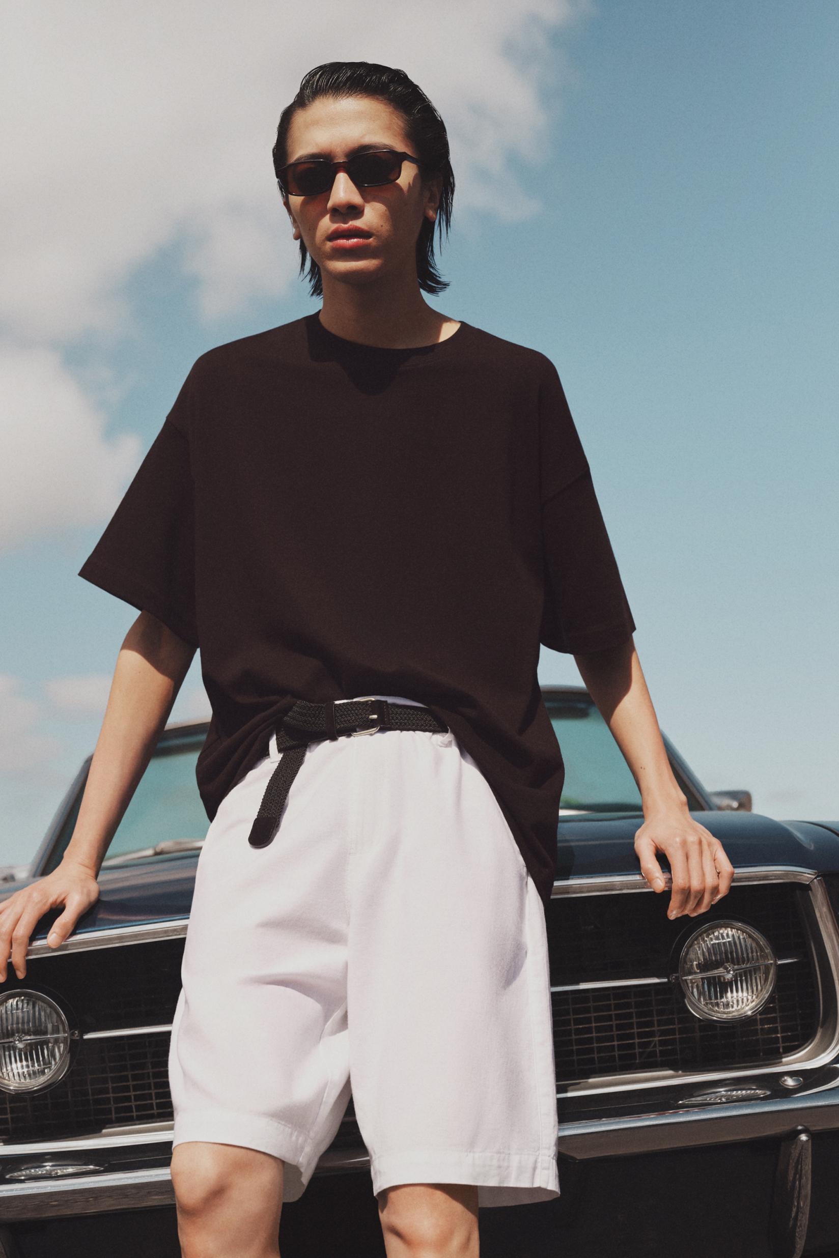 Cotton-linen chino Bermuda shorts — WHITE