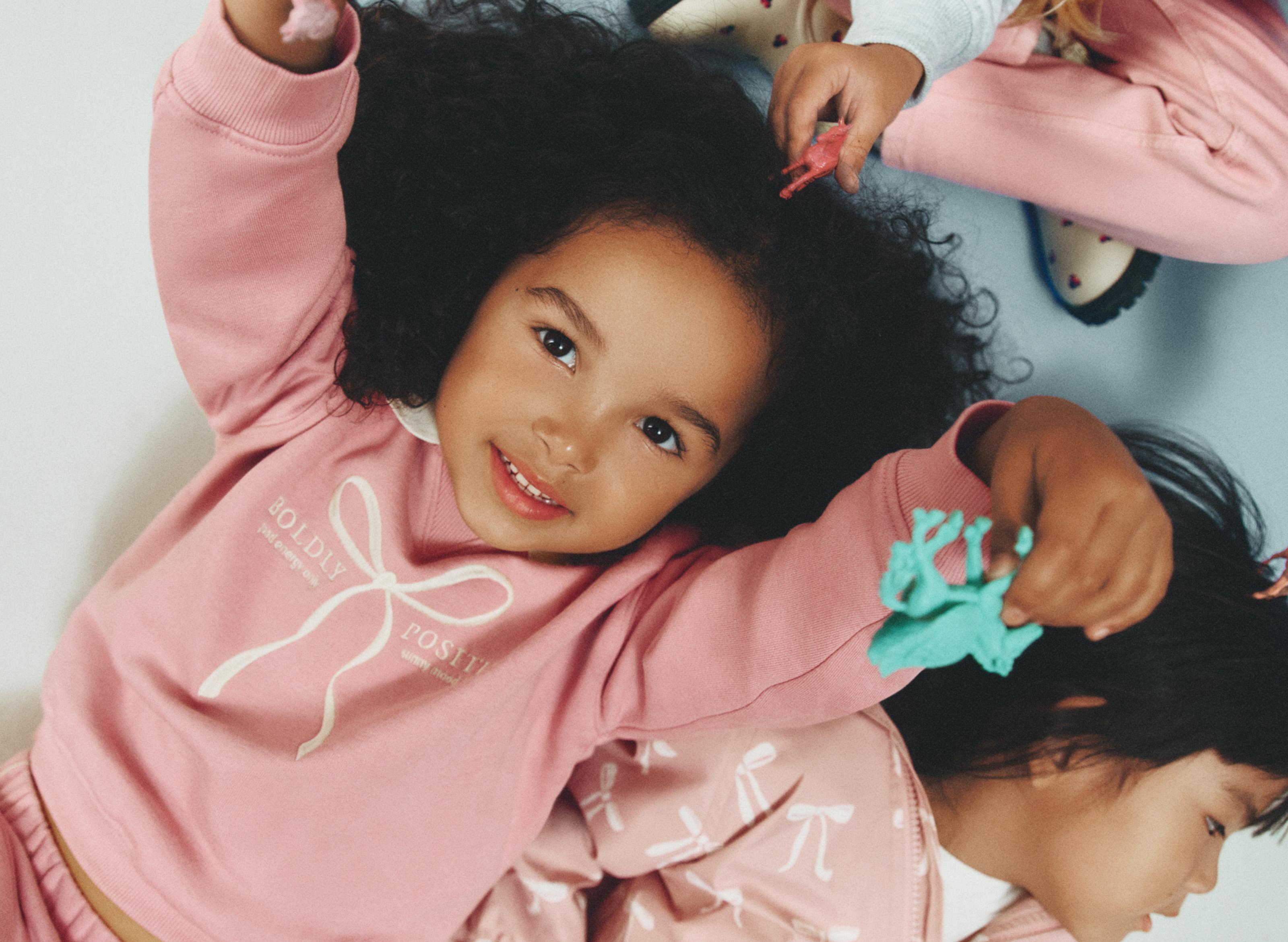 Polo sweatshirt and bow trousers set — DUSTY PINK