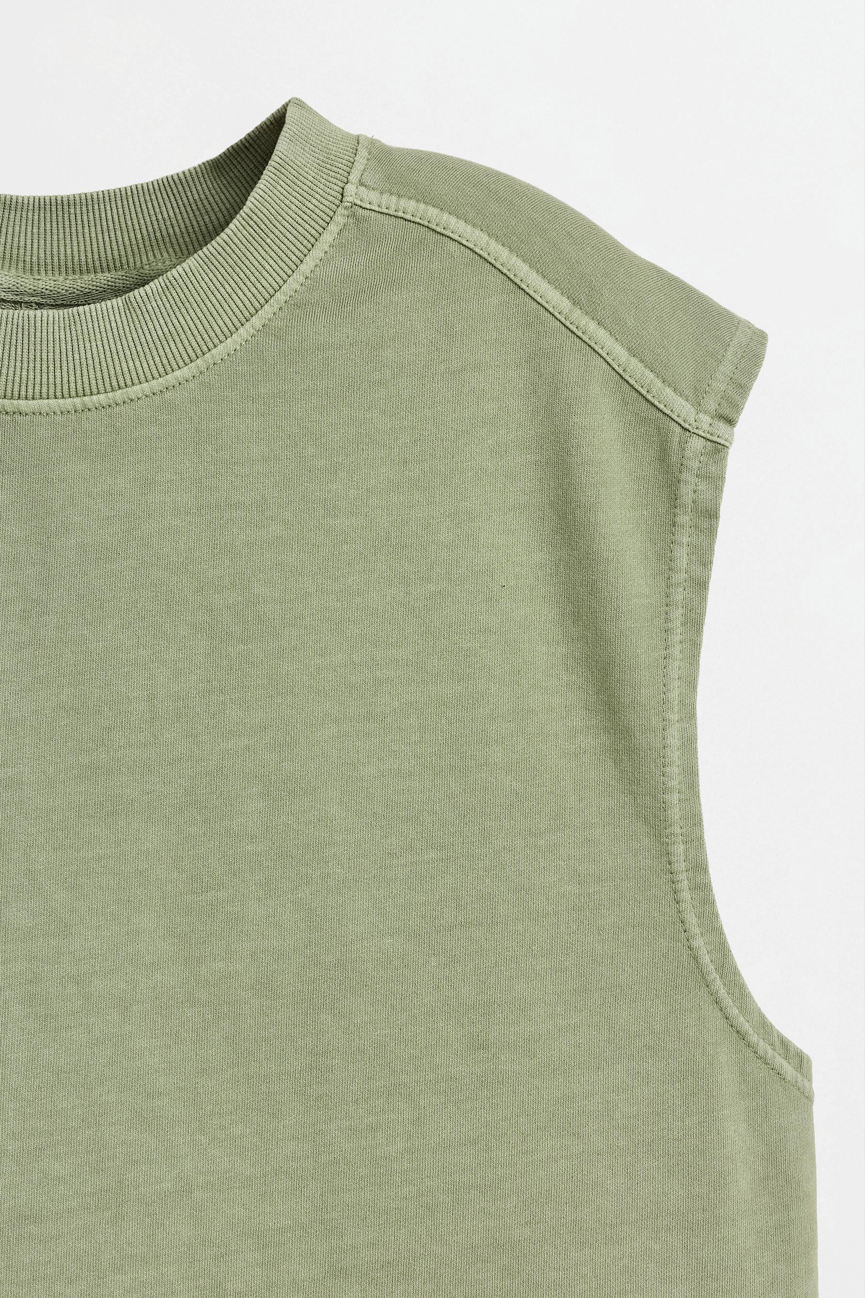 Washed-effect sleeveless sweatshirt — PALE KHAKI