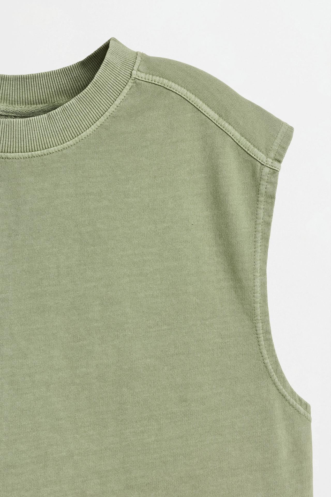 Washed-effect sleeveless sweatshirt — PALE KHAKI