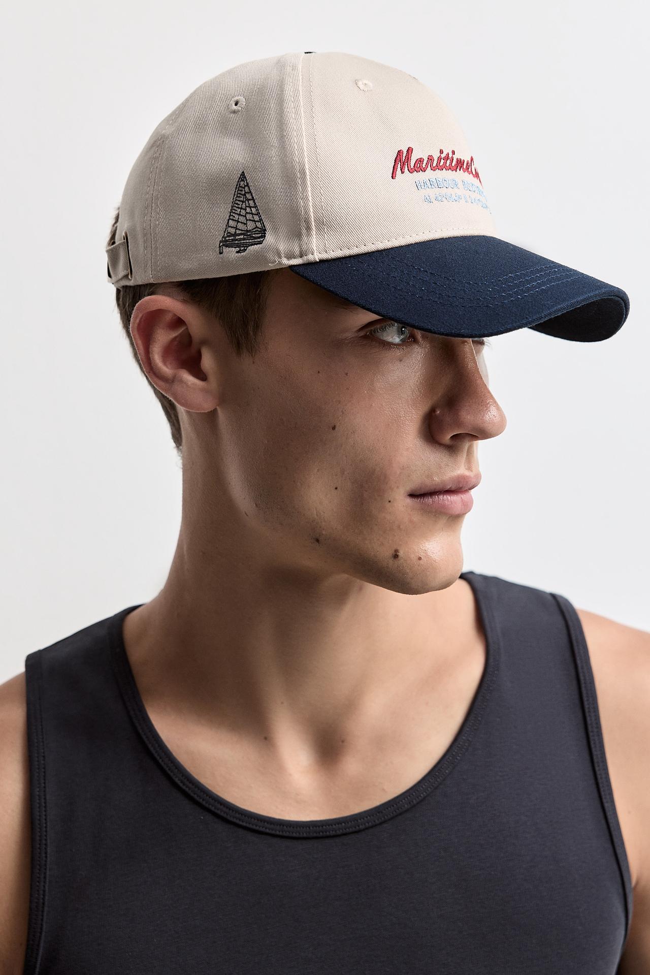 Embroidered slogan cap — MEDIUM ECRU