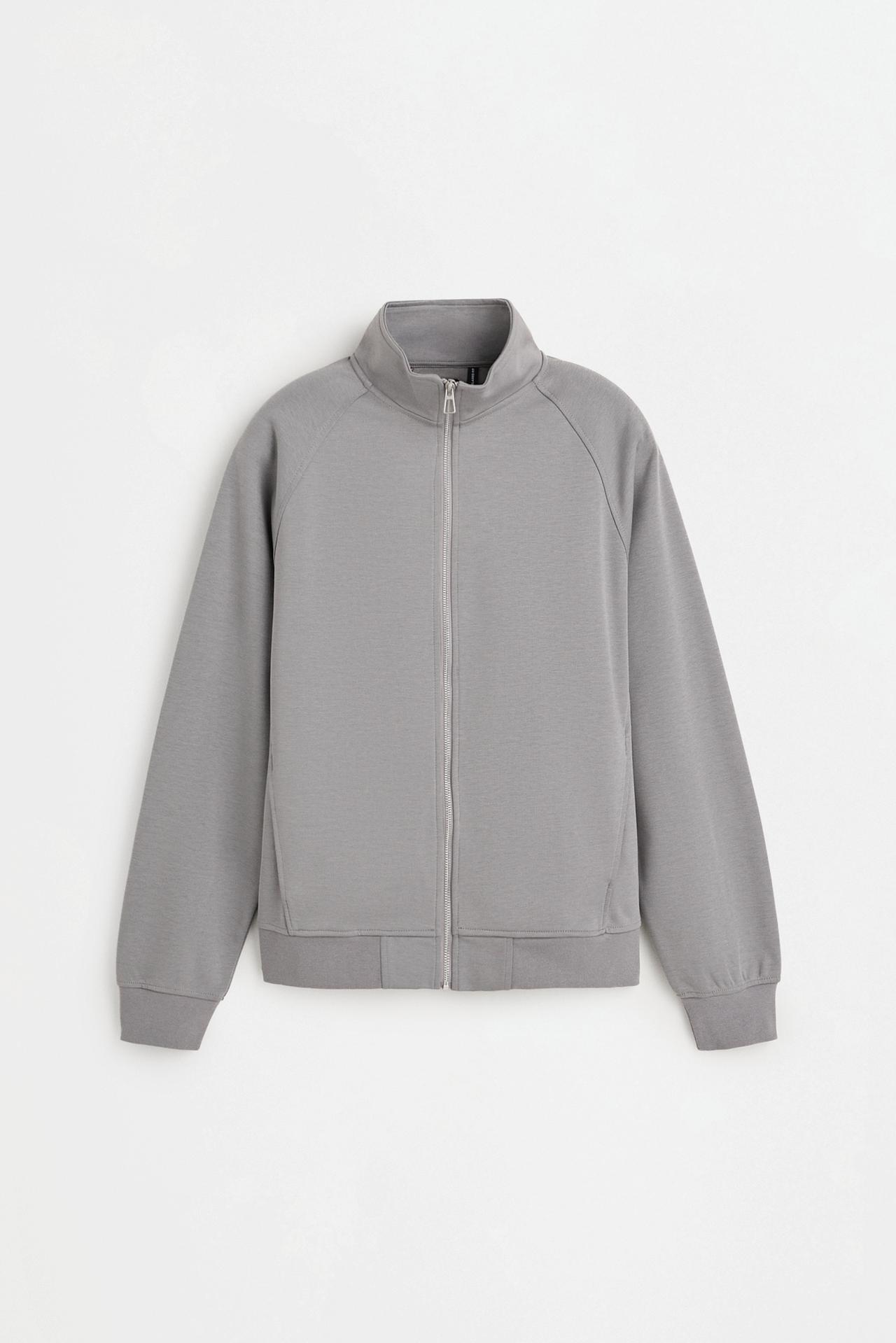 Interlock high-neck jacket — MEDIUM GREY