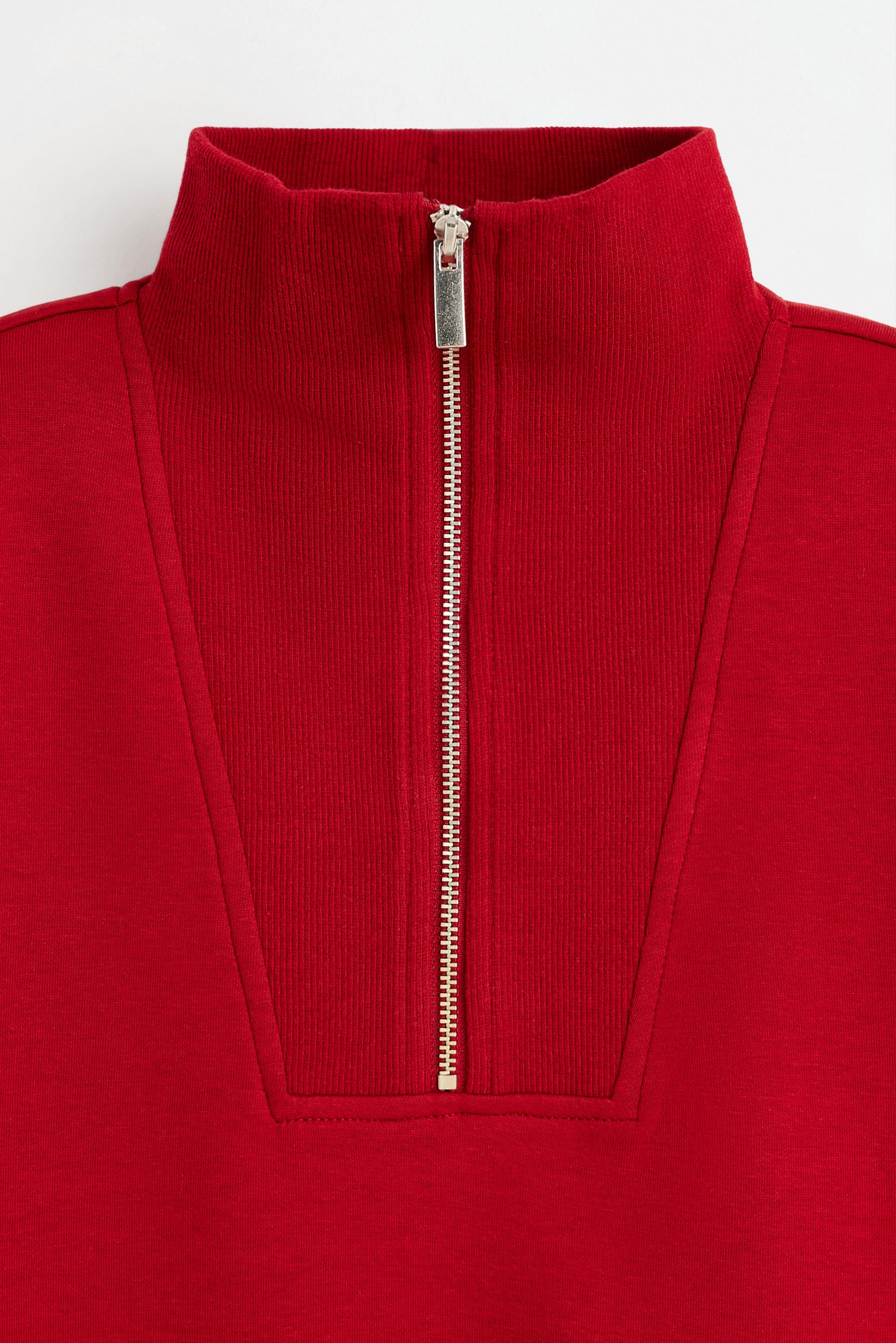 Basic quarter-zip sweatshirt — BRIGHT RED