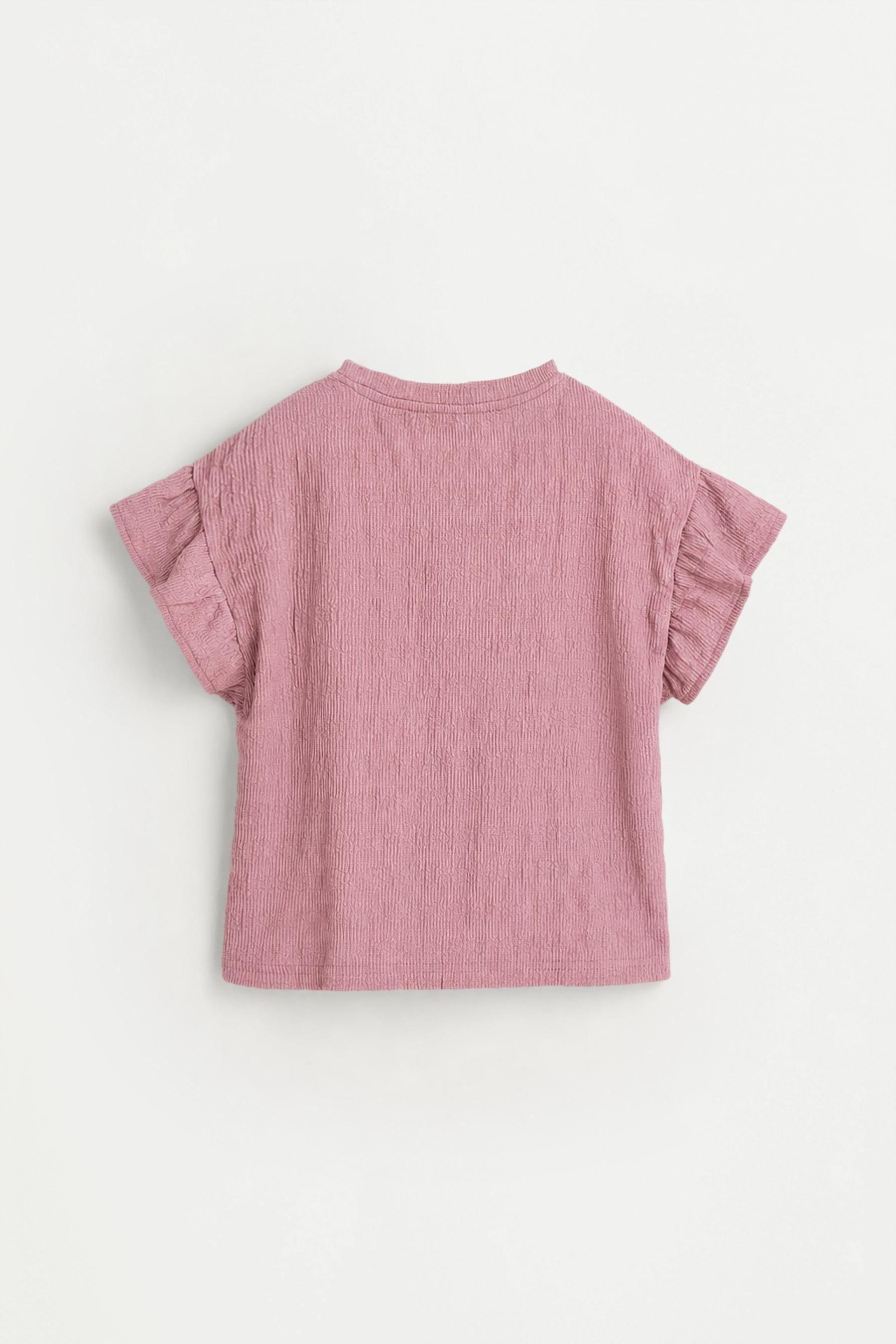 Crinkle ruffle T-shirt — PALE PINK