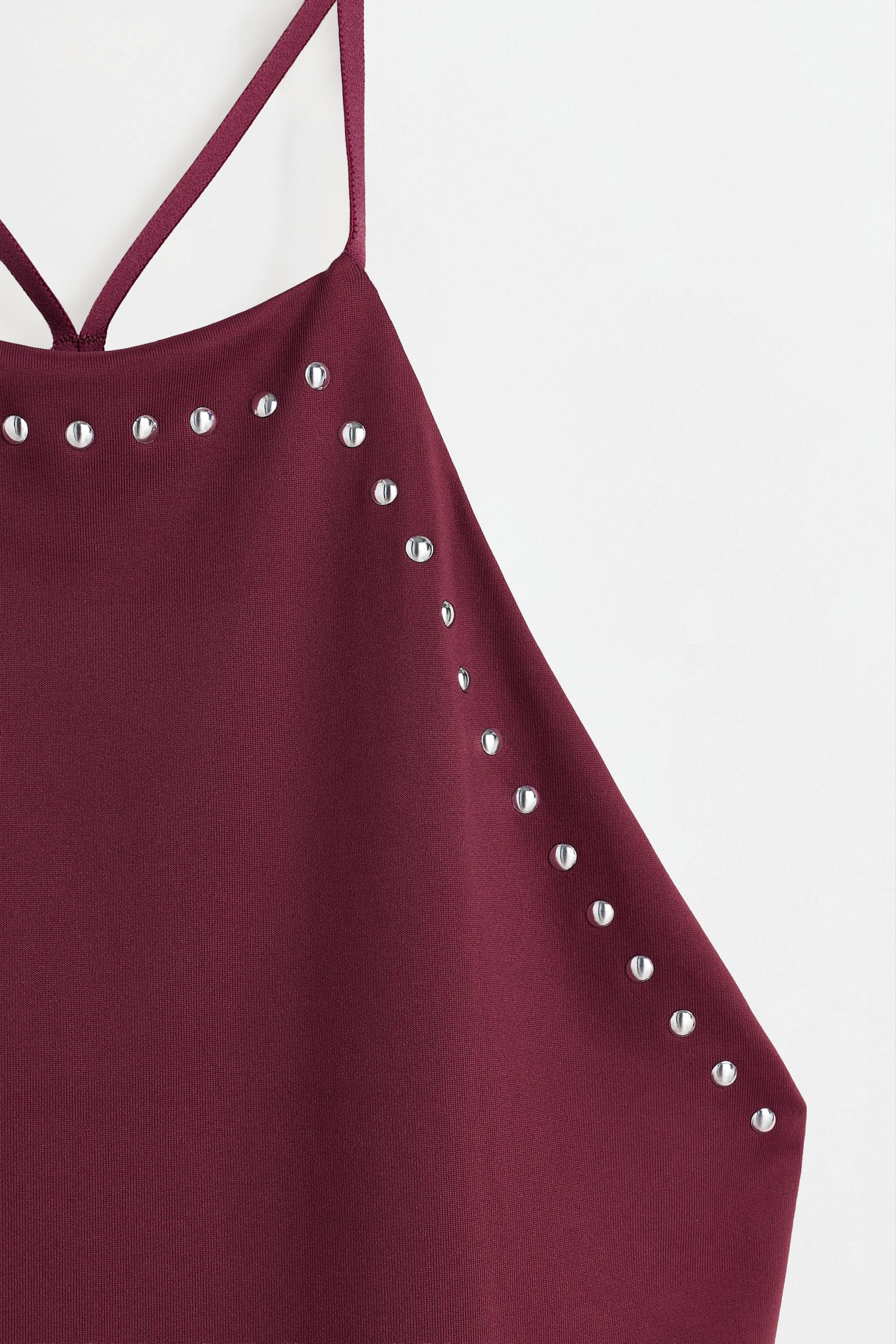 Studded draped halter top — PINK