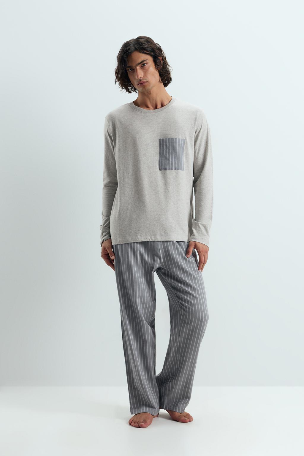Long flannel pyjamas with pocket