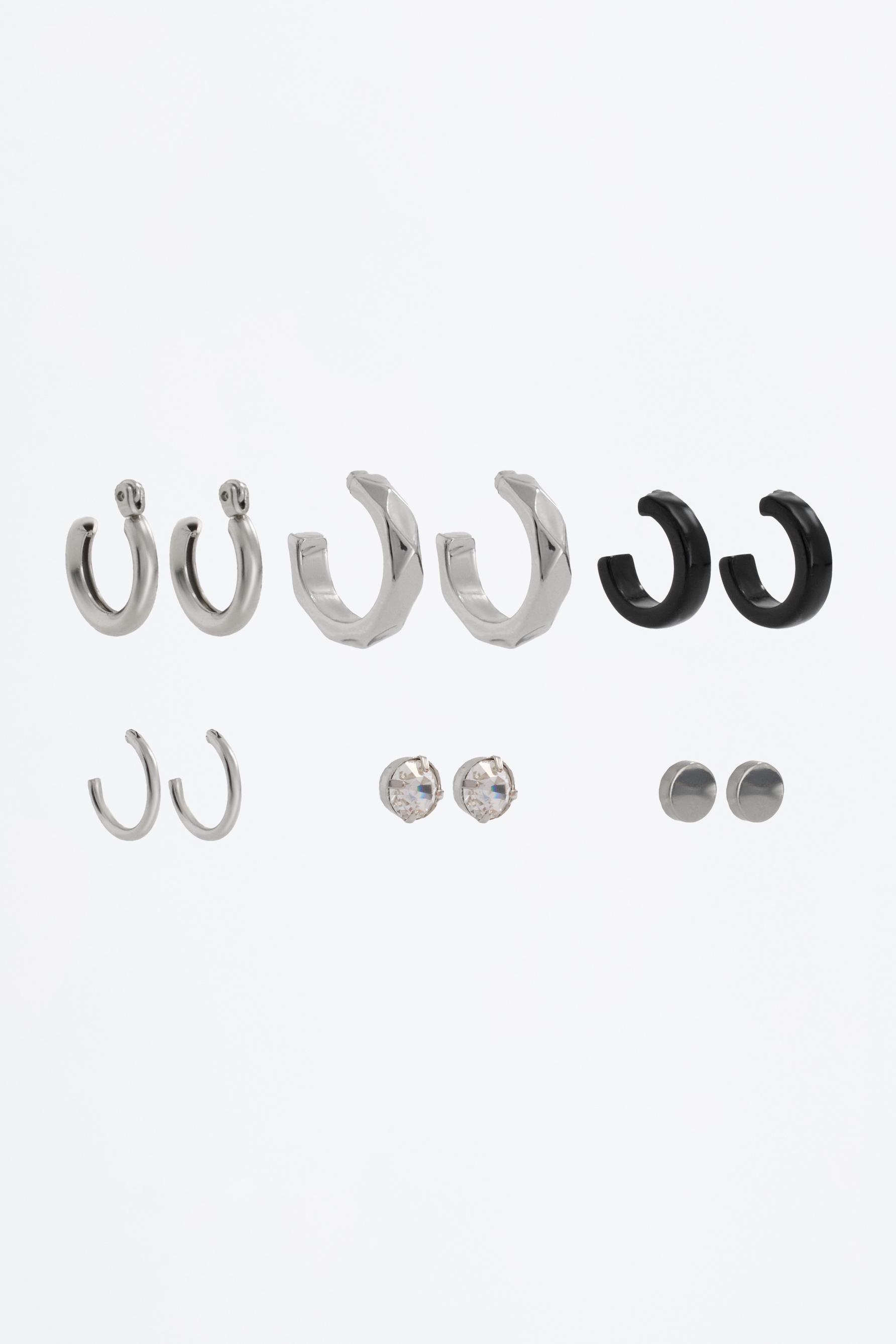 6-pack of assorted earrings — SILVER