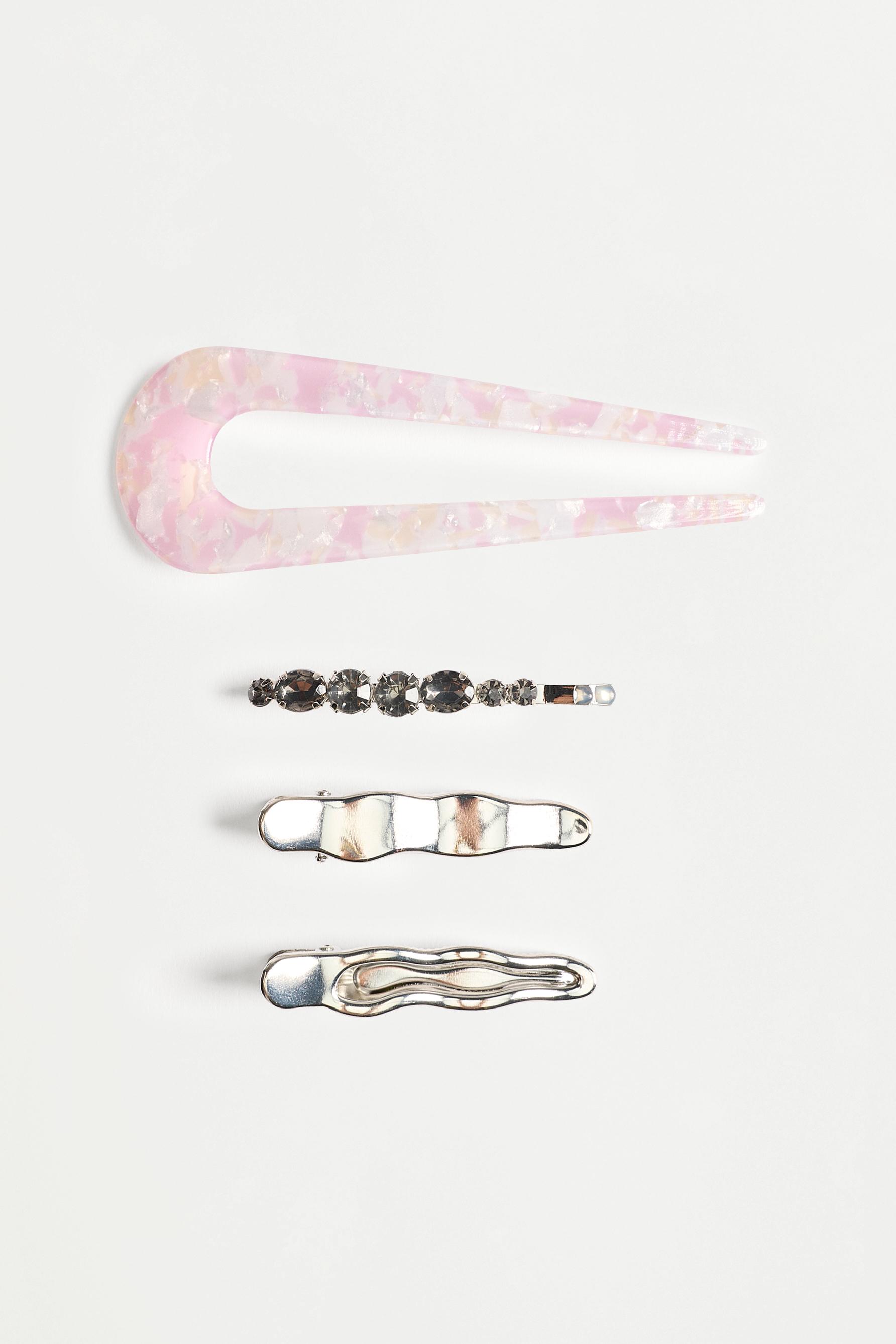 Assorted fur clips (Pack of 4) — WHITE