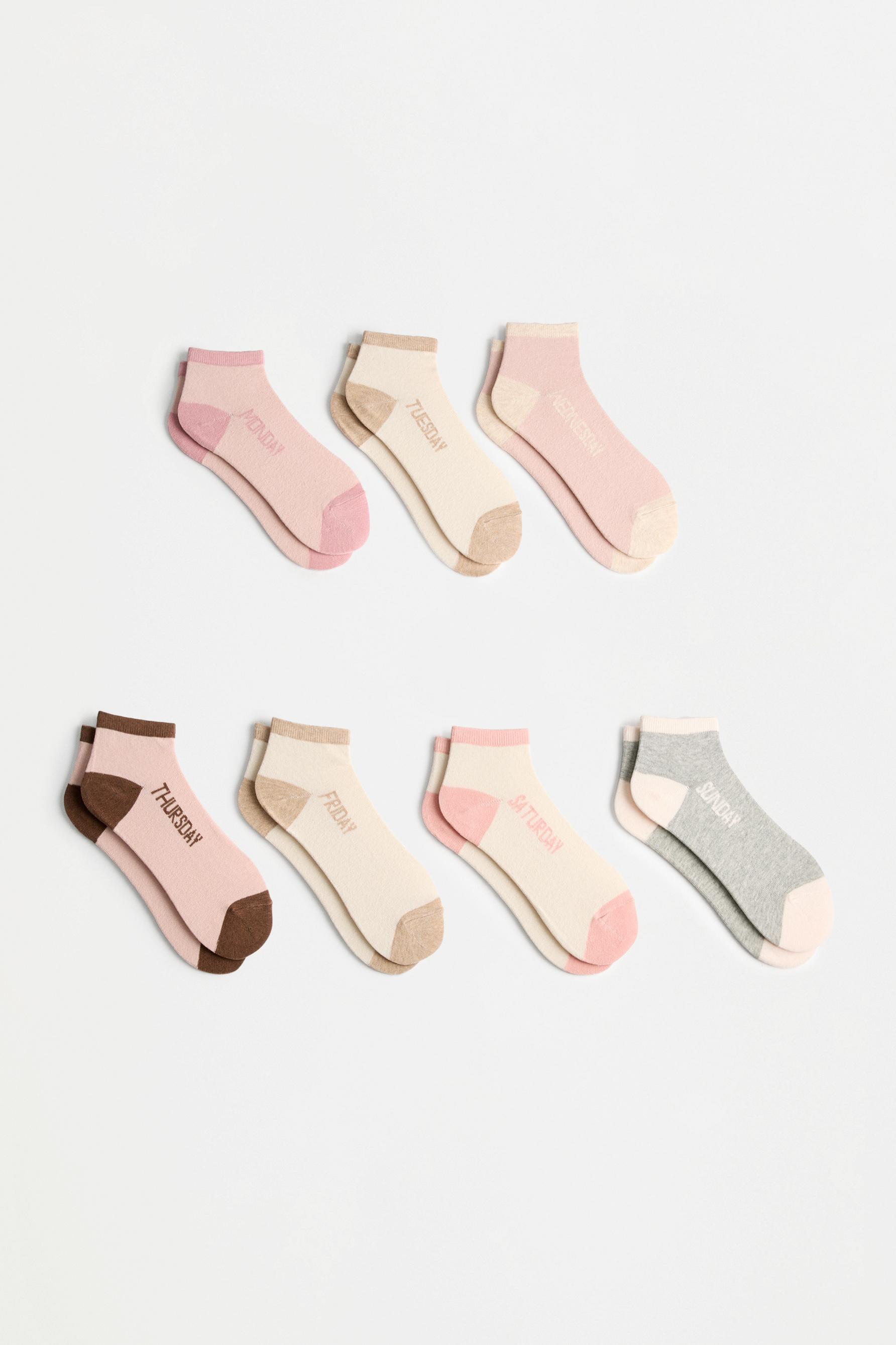7-Pack of contrast ankle socks — WHITE TONES