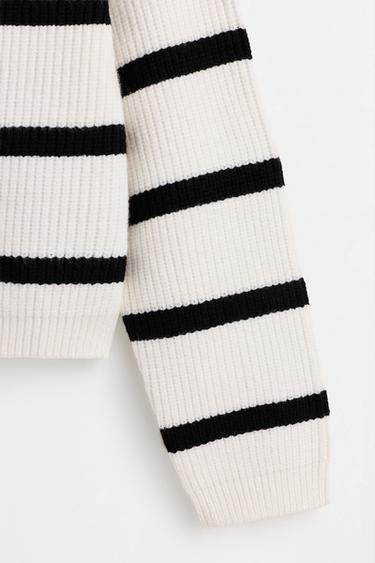 Striped knit sweater — ECRU/BLACK 4